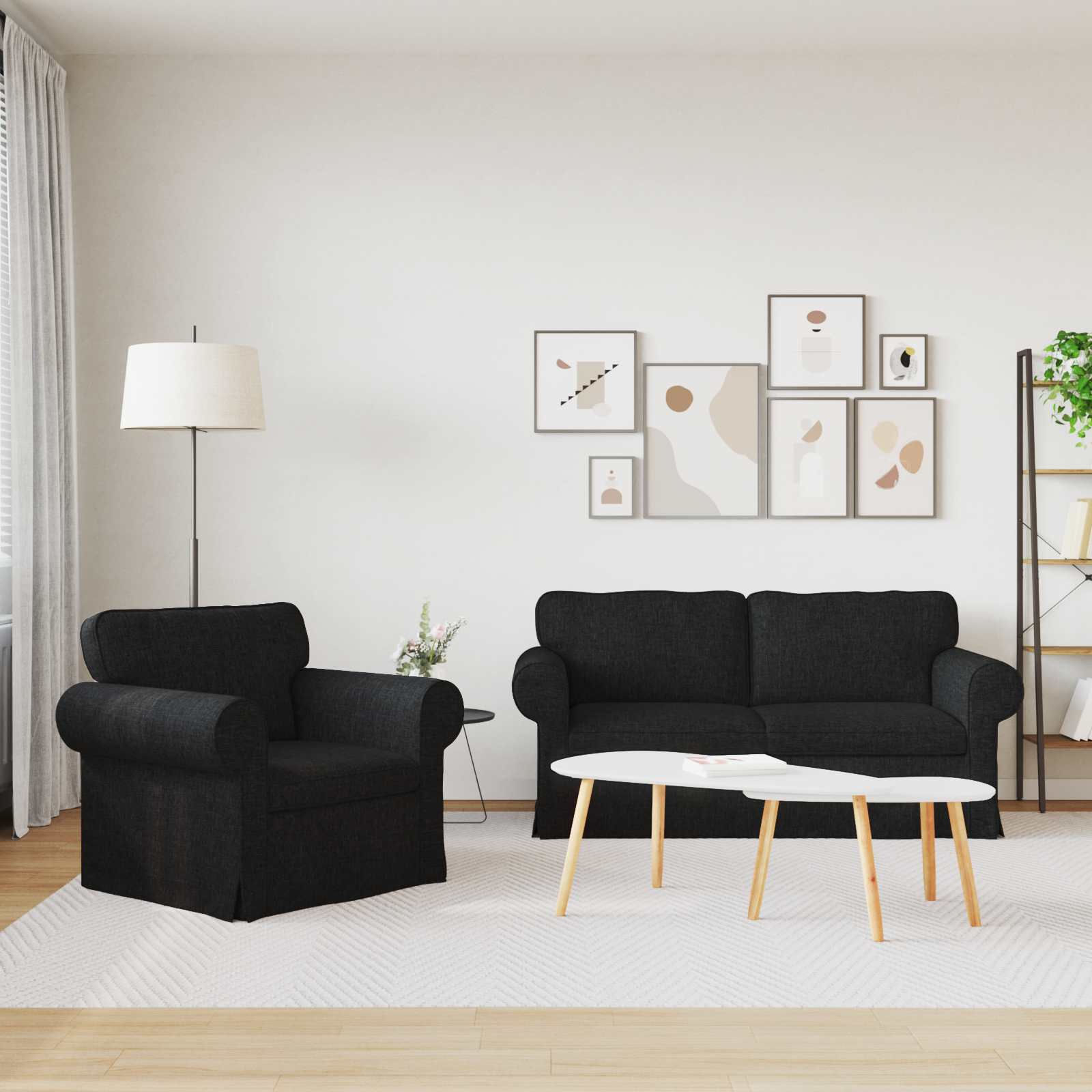 Bankstel 2 st Zwart Stof
