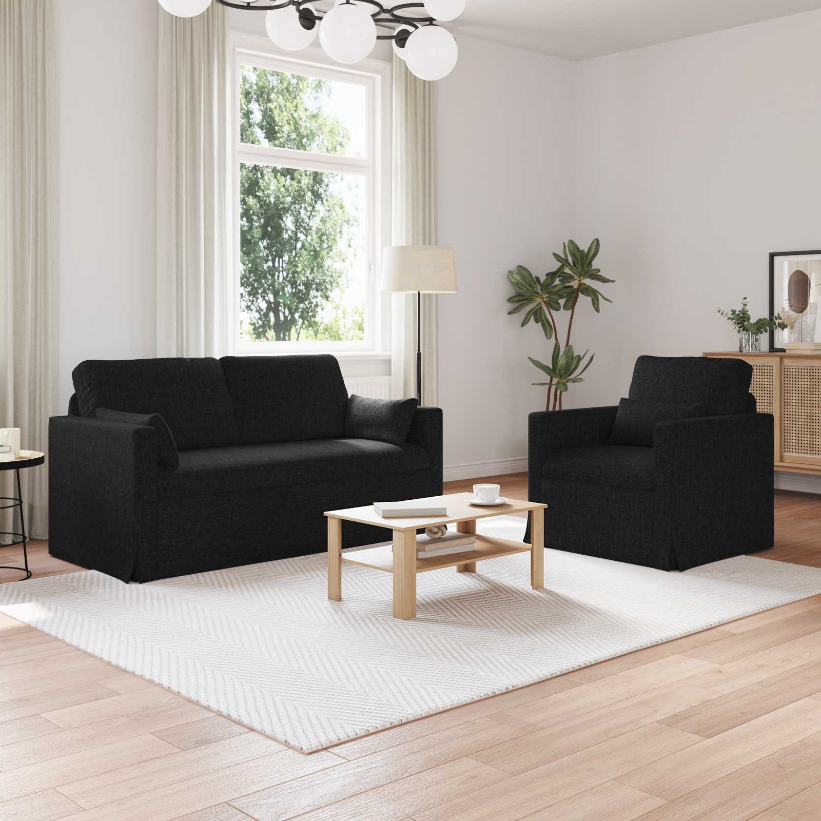 Bankstel 2 st Zwart Stof