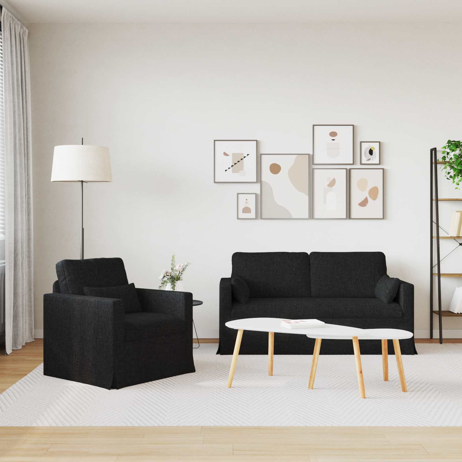 Bankstel 2 st Zwart Stof
