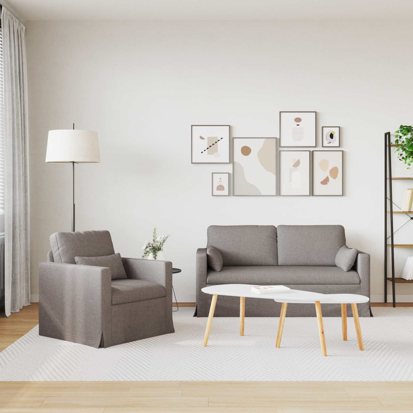 Bankstel 2 st Taupe Stof