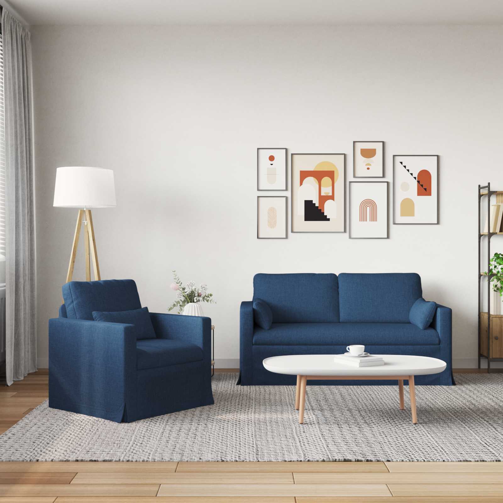 Bankstel 2 st Blauw Stof