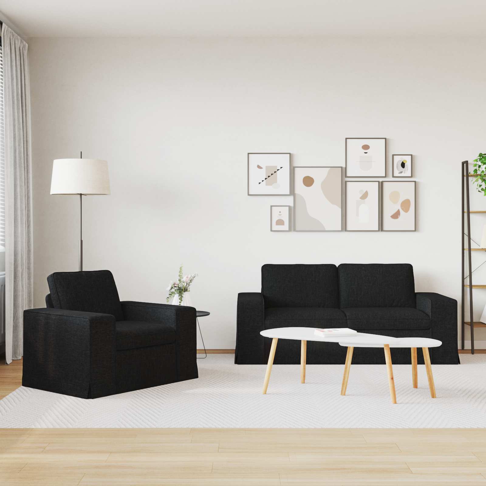 Bankstel 2 st Zwart Stof