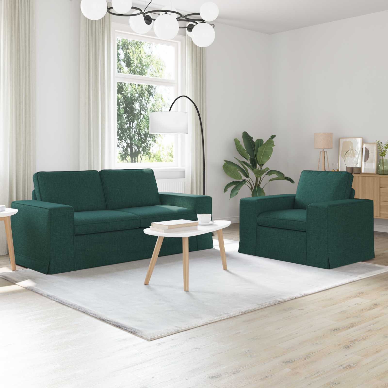 Bankstel 2 st Donkergroen Stof