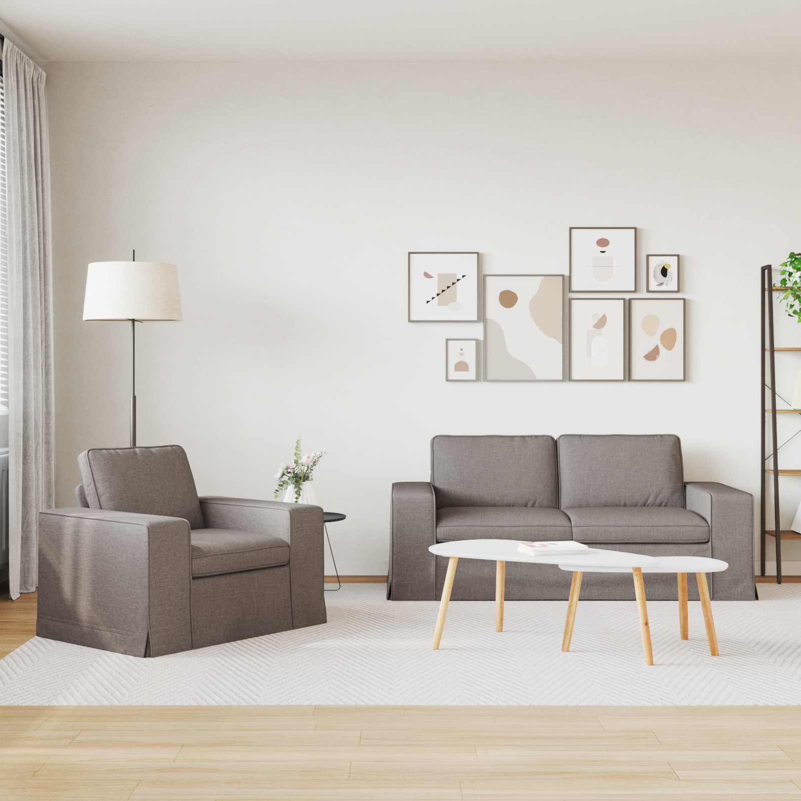 Bankstel 2 st Taupe Stof