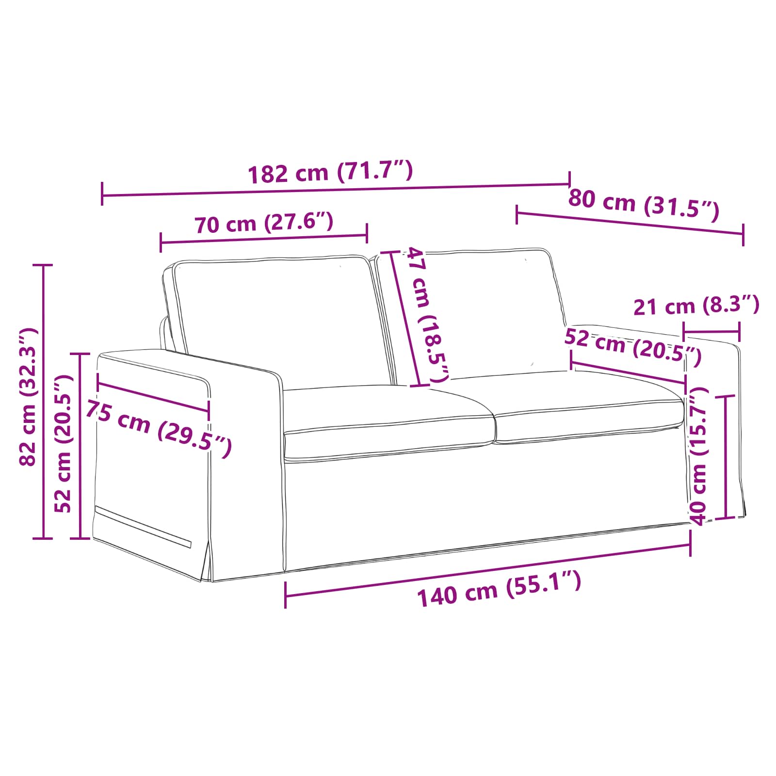 Bankstel 2 st Taupe Stof