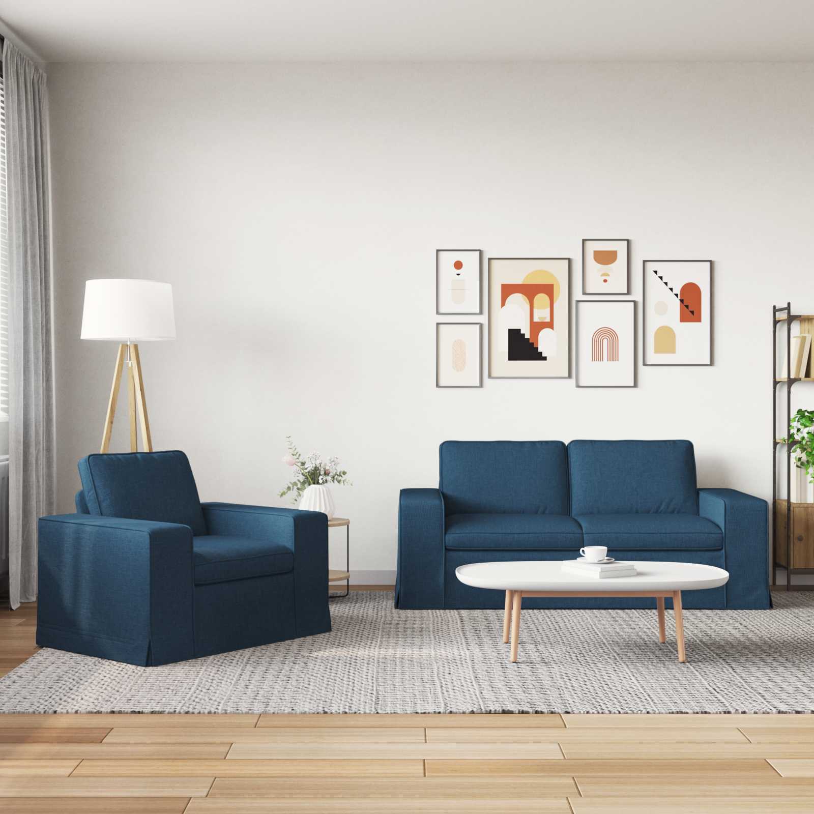 Bankstel 2 st Blauw Stof