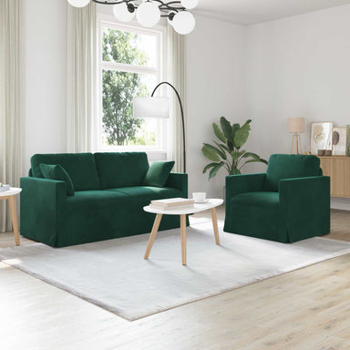 Bankstel 2 st Donkergroen Fluweel