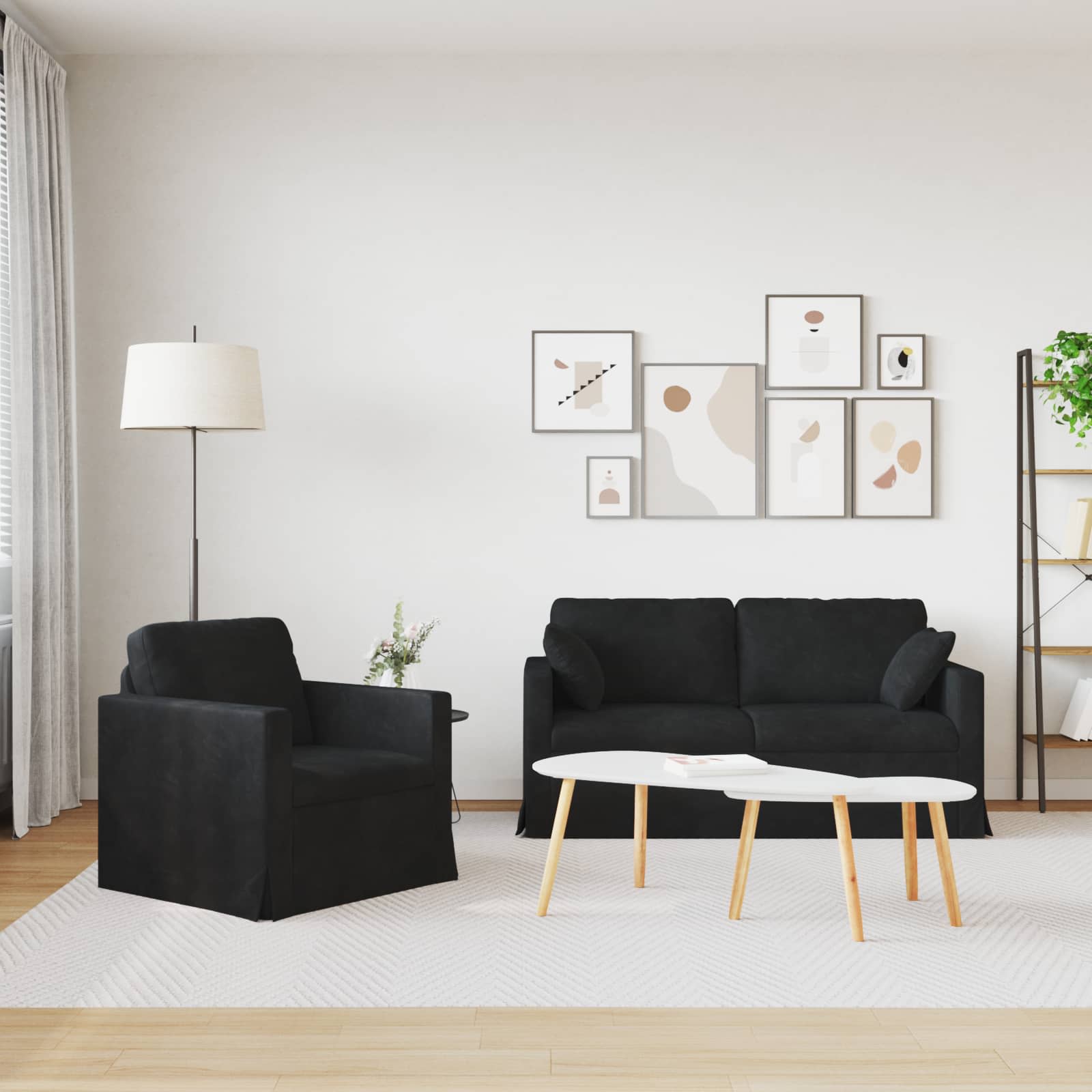 Bankstel 2 st Zwart Fluweel