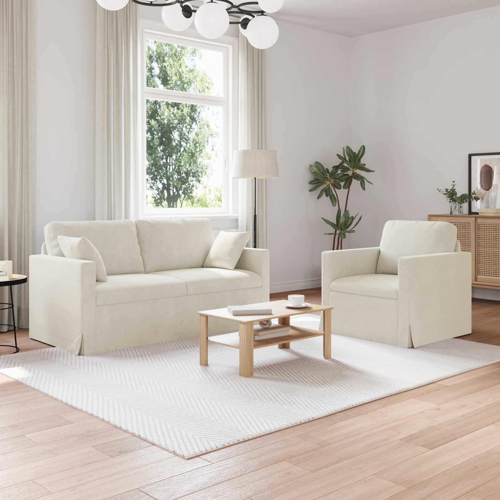Bankstel 2 st Crème Fluweel
