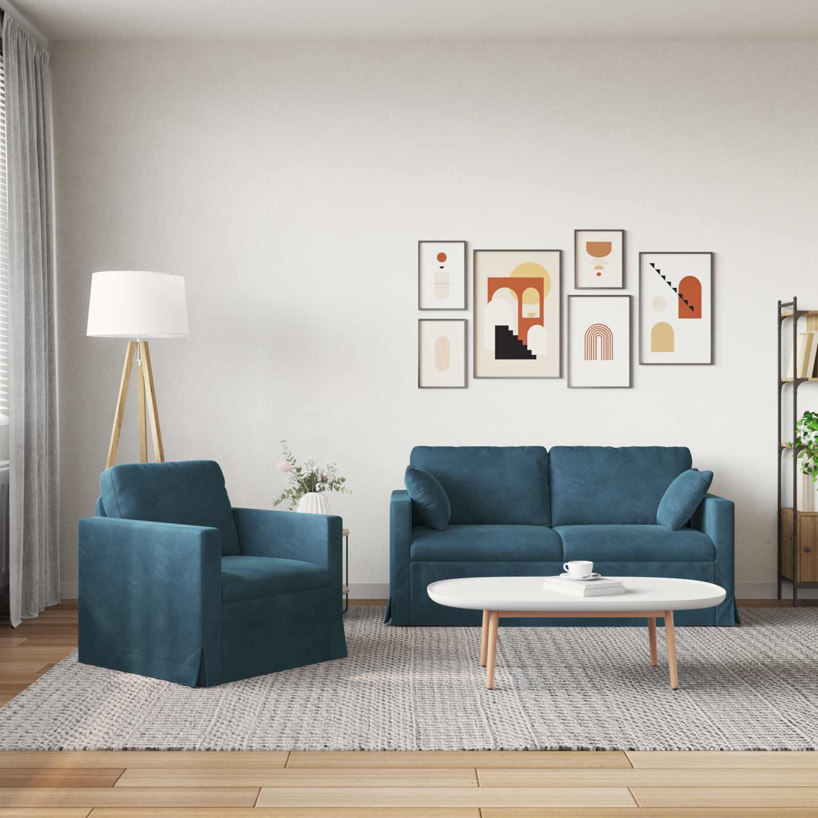 Bankstel 2 st Blauw Fluweel