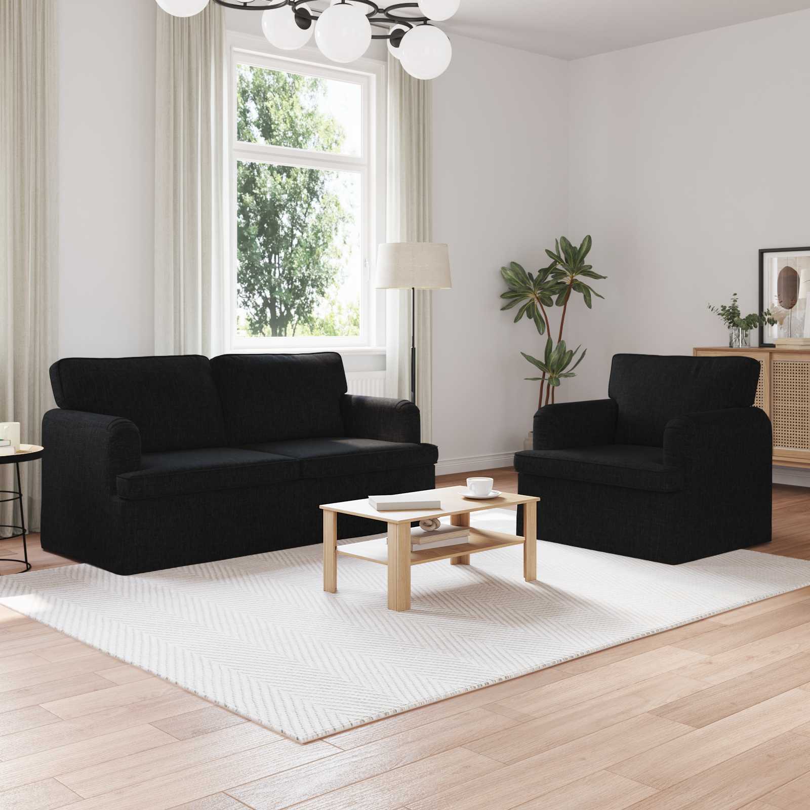 Bankstel 2 st Zwart Stof