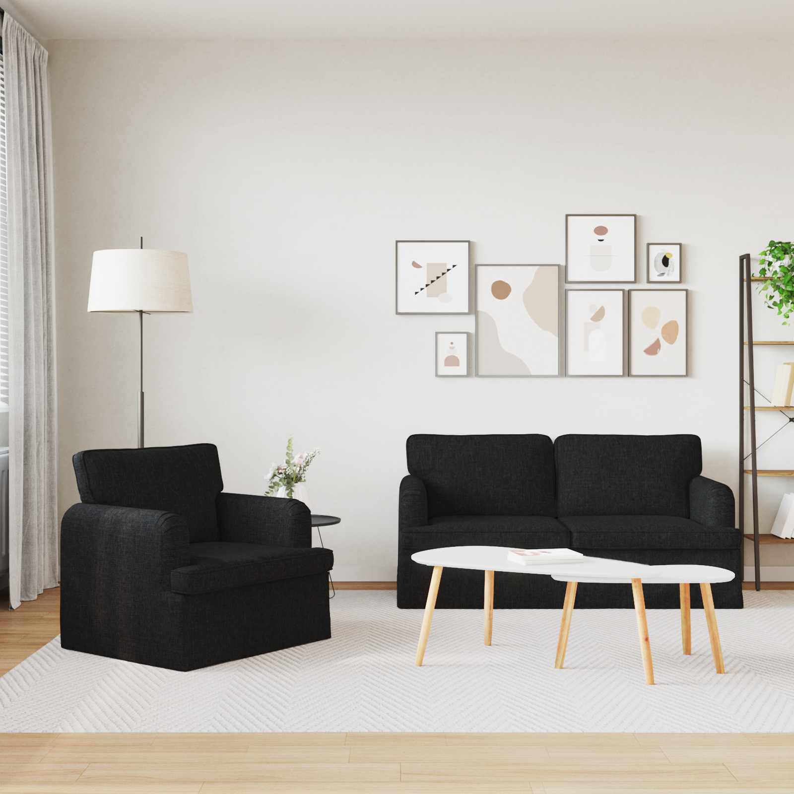 Bankstel 2 st Zwart Stof
