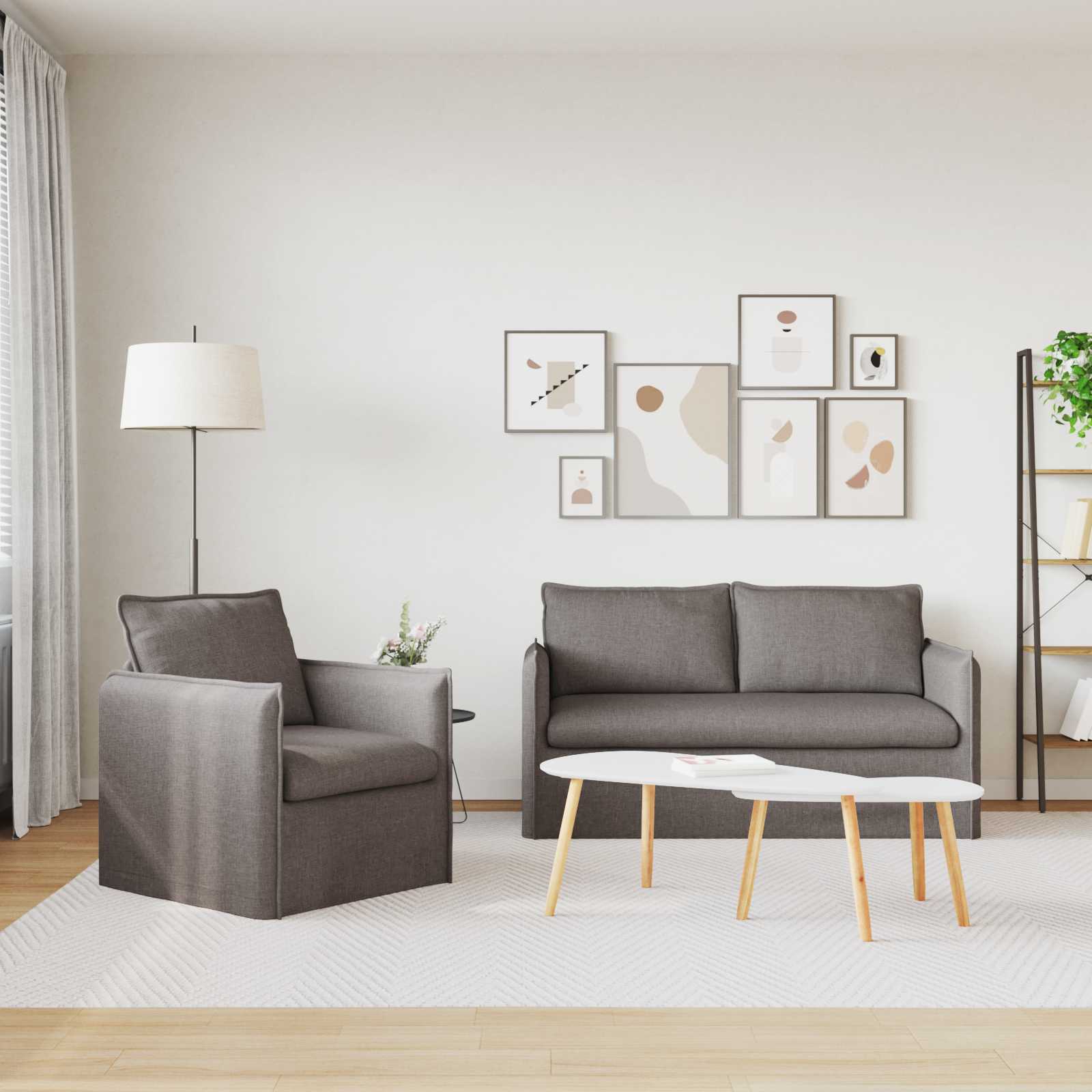Bankstel 2 st Taupe Stof