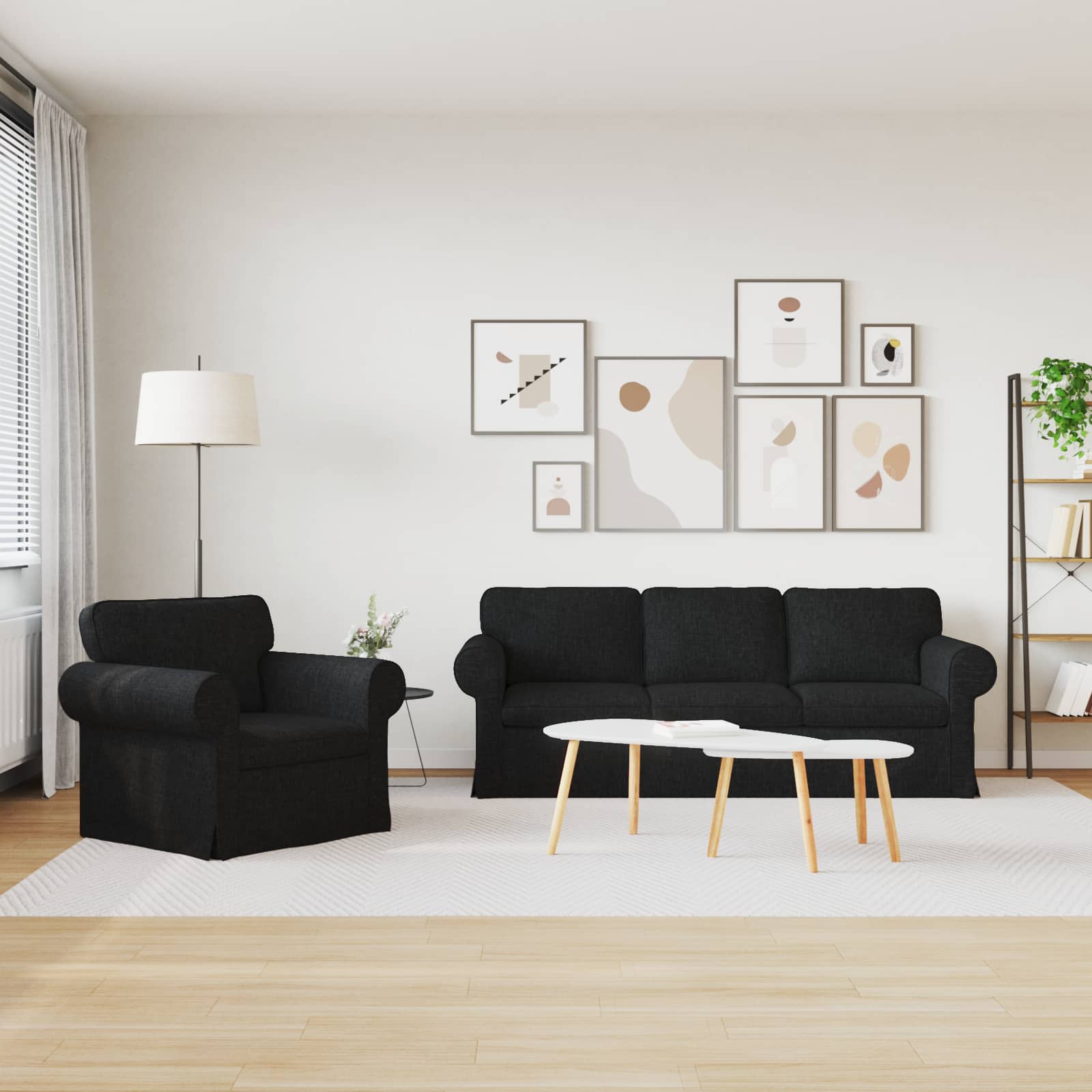 Bankstel 2 st Zwart Stof