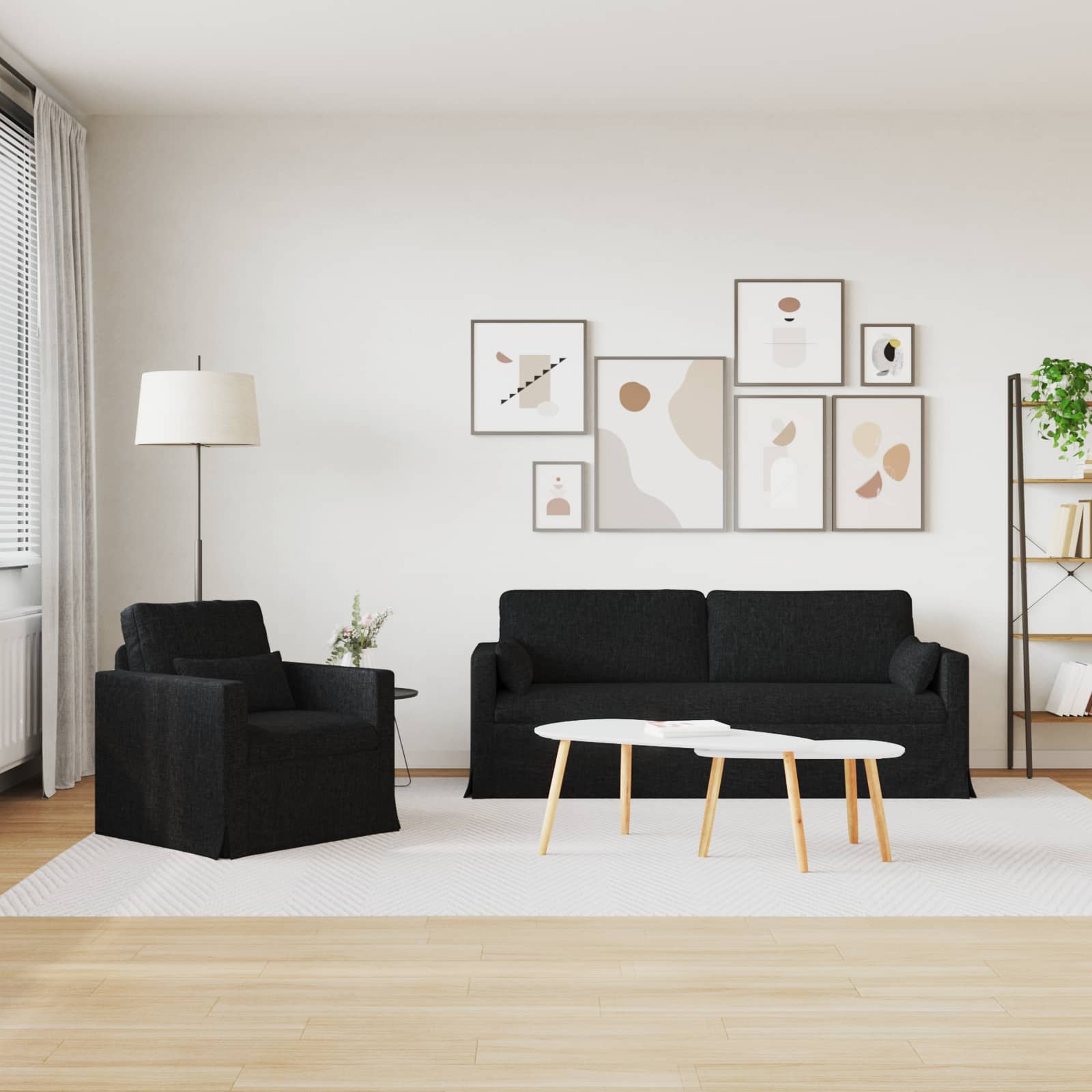 Bankstel 2 st Zwart Stof