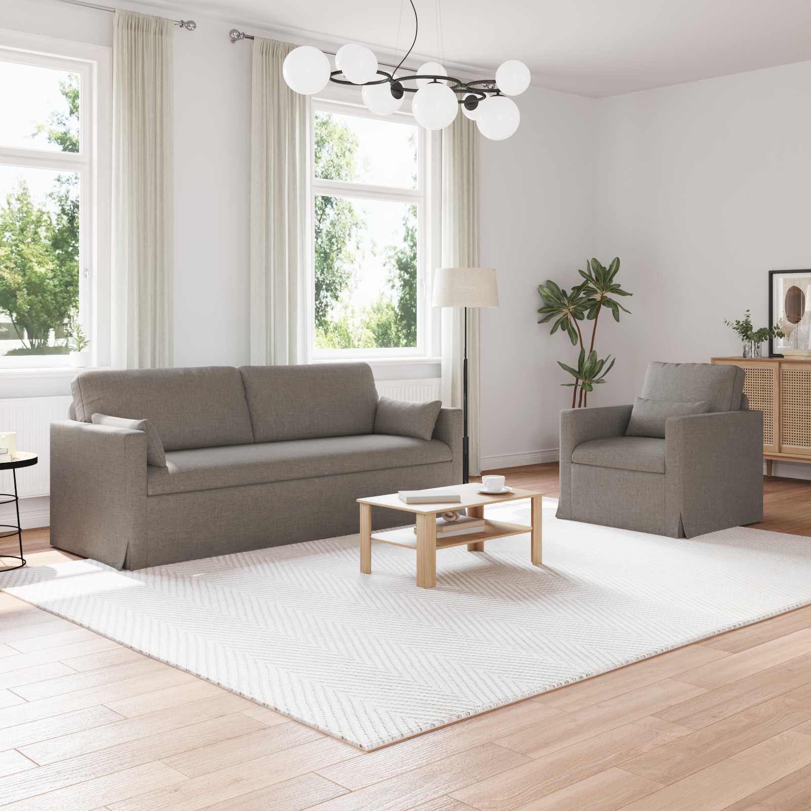 Bankstel 2 st Taupe Stof