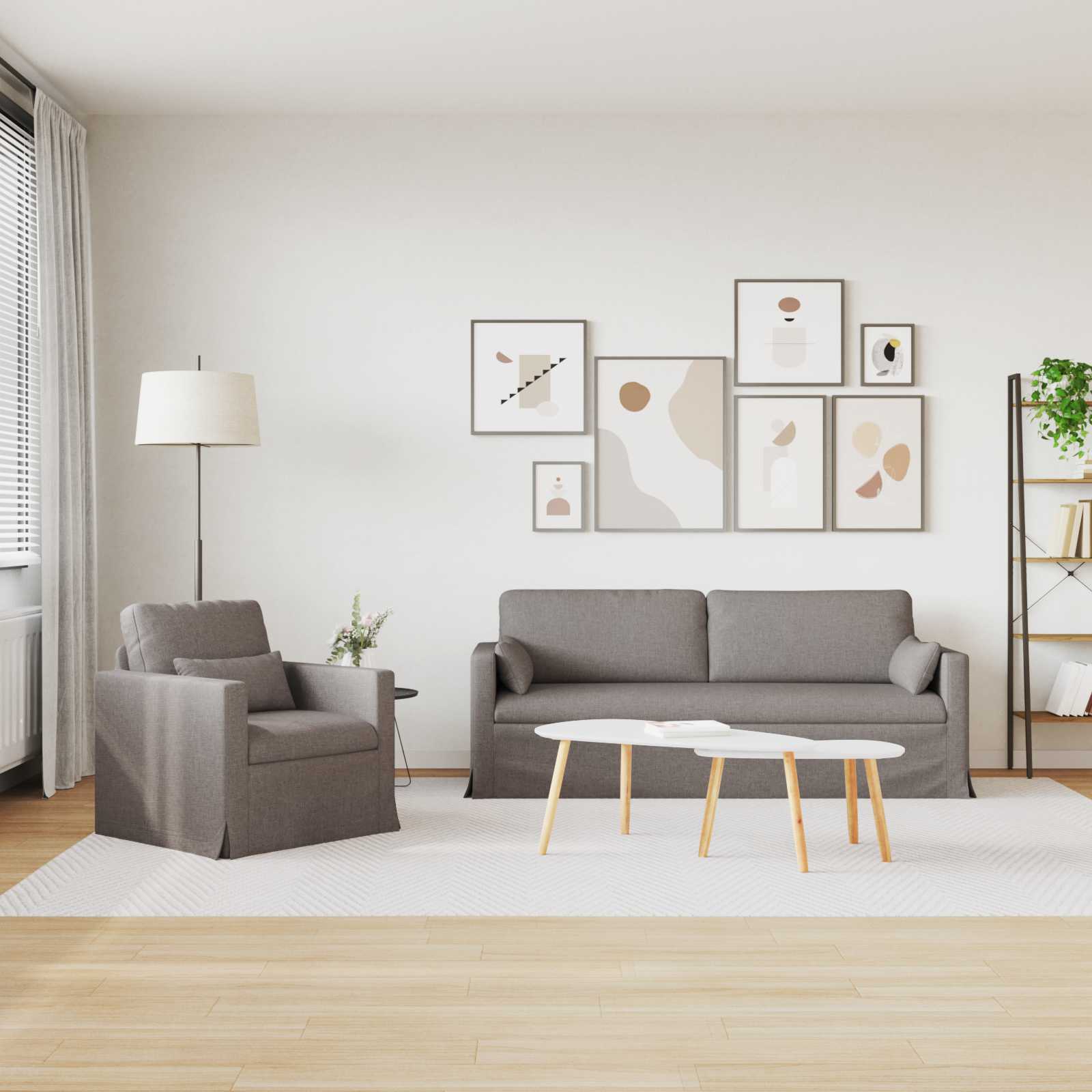 Bankstel 2 st Taupe Stof