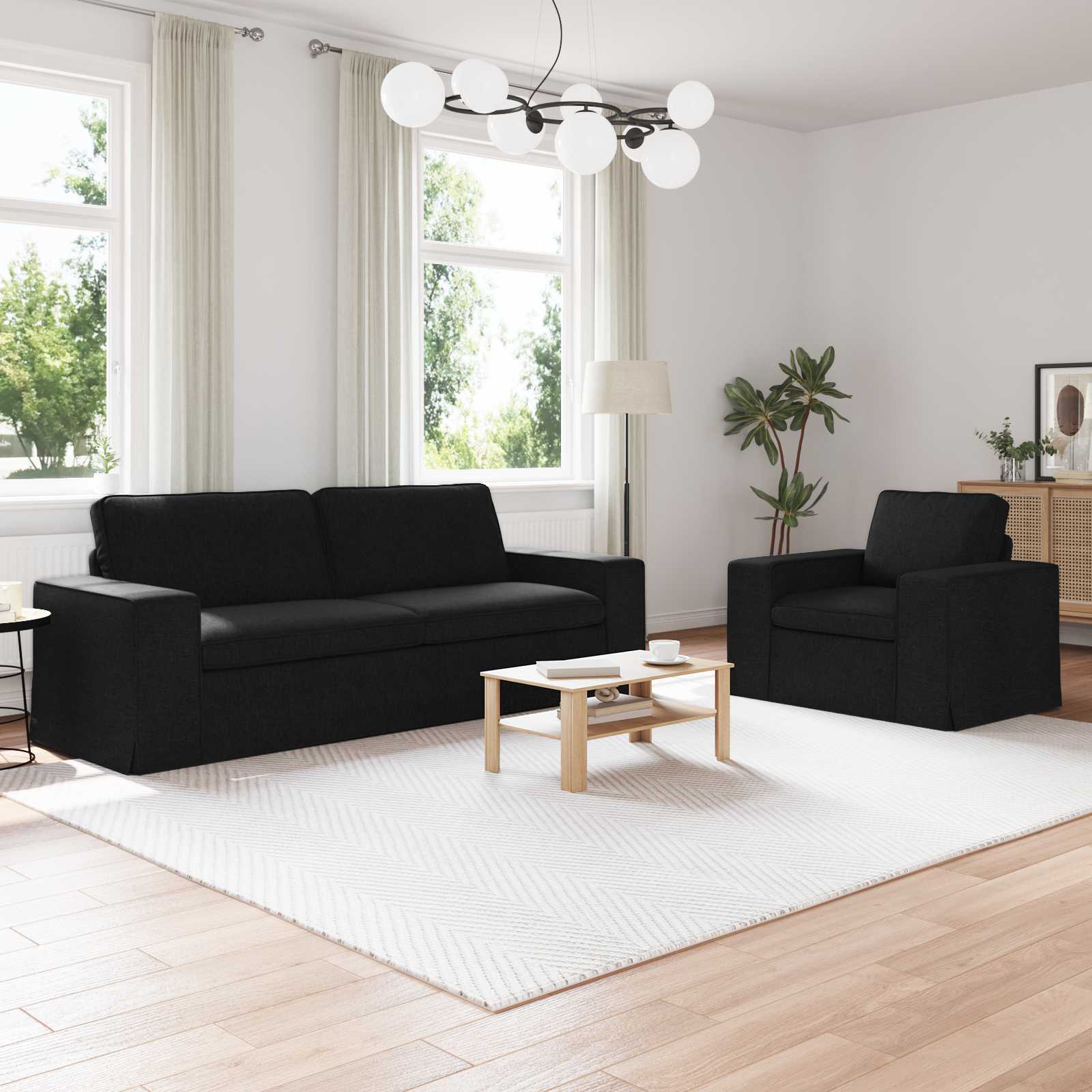 Bankstel 2 st Zwart Stof