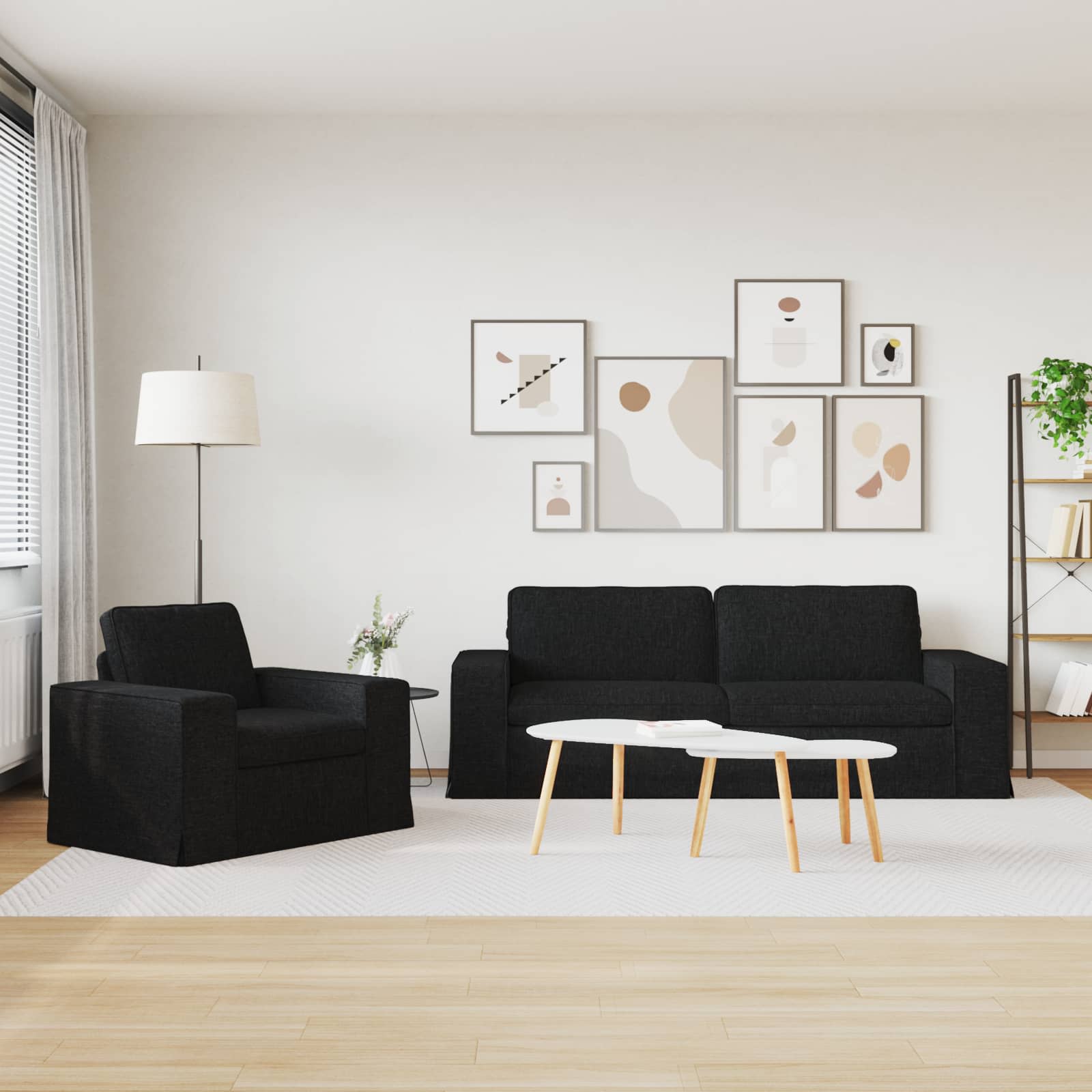 Bankstel 2 st Zwart Stof