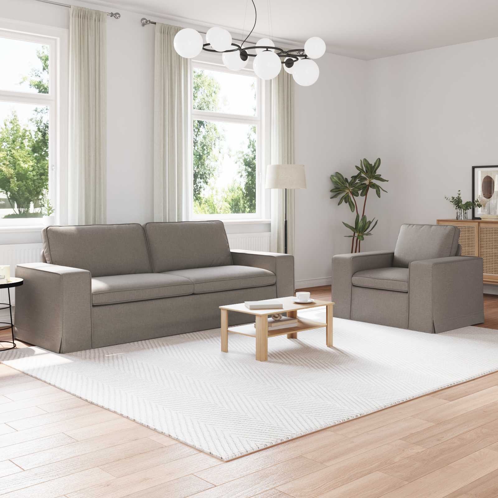 Bankstel 2 st Taupe Stof