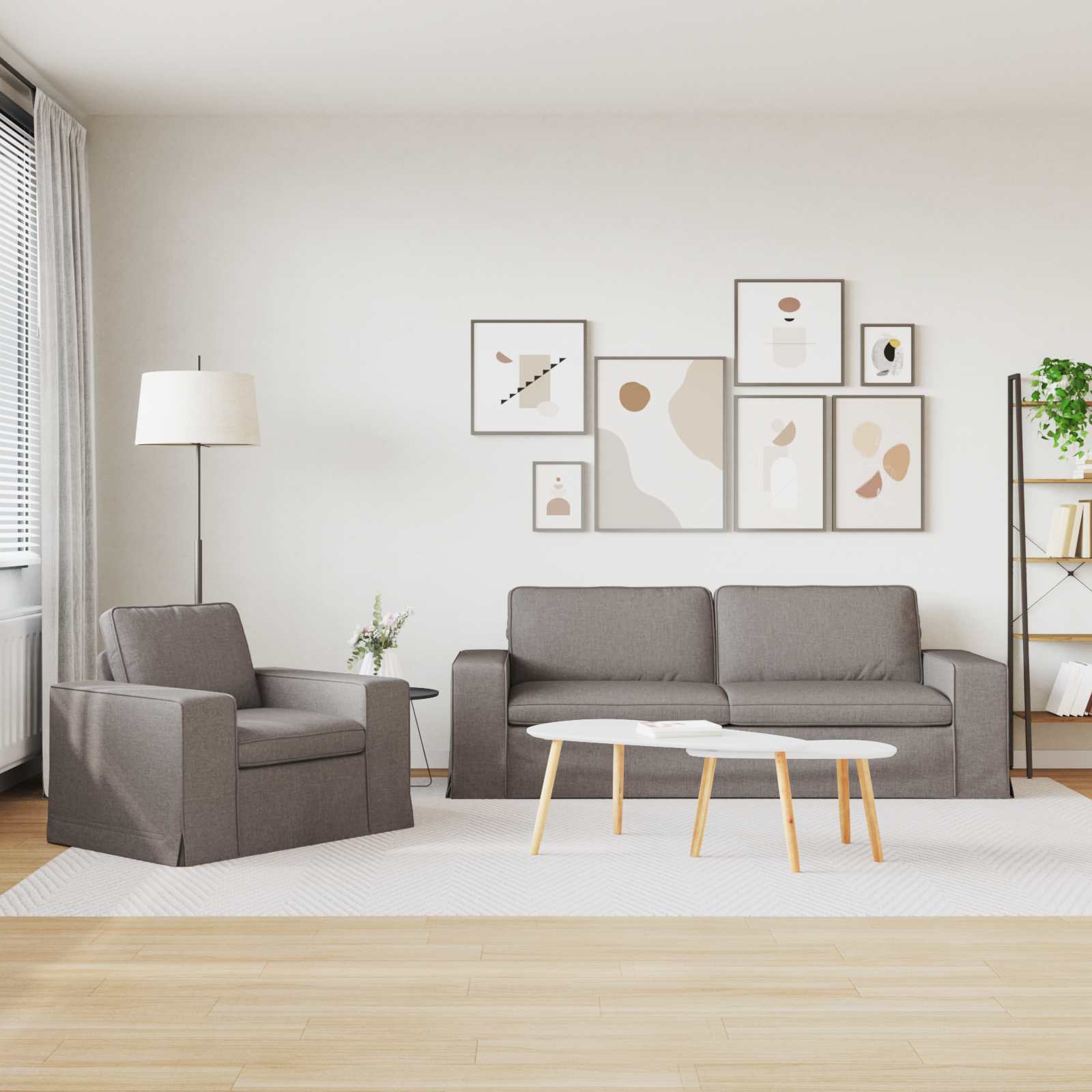 Bankstel 2 st Taupe Stof