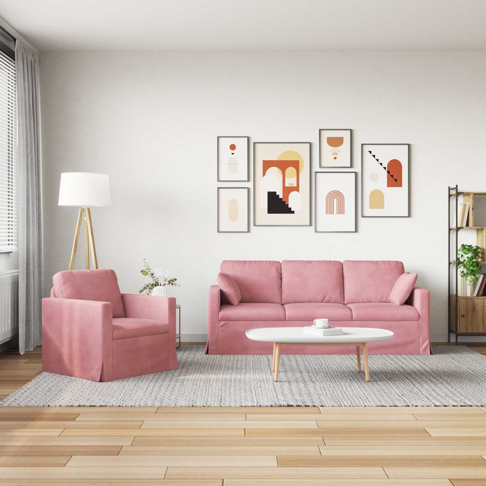Bankstel 2 st Roze Fluweel