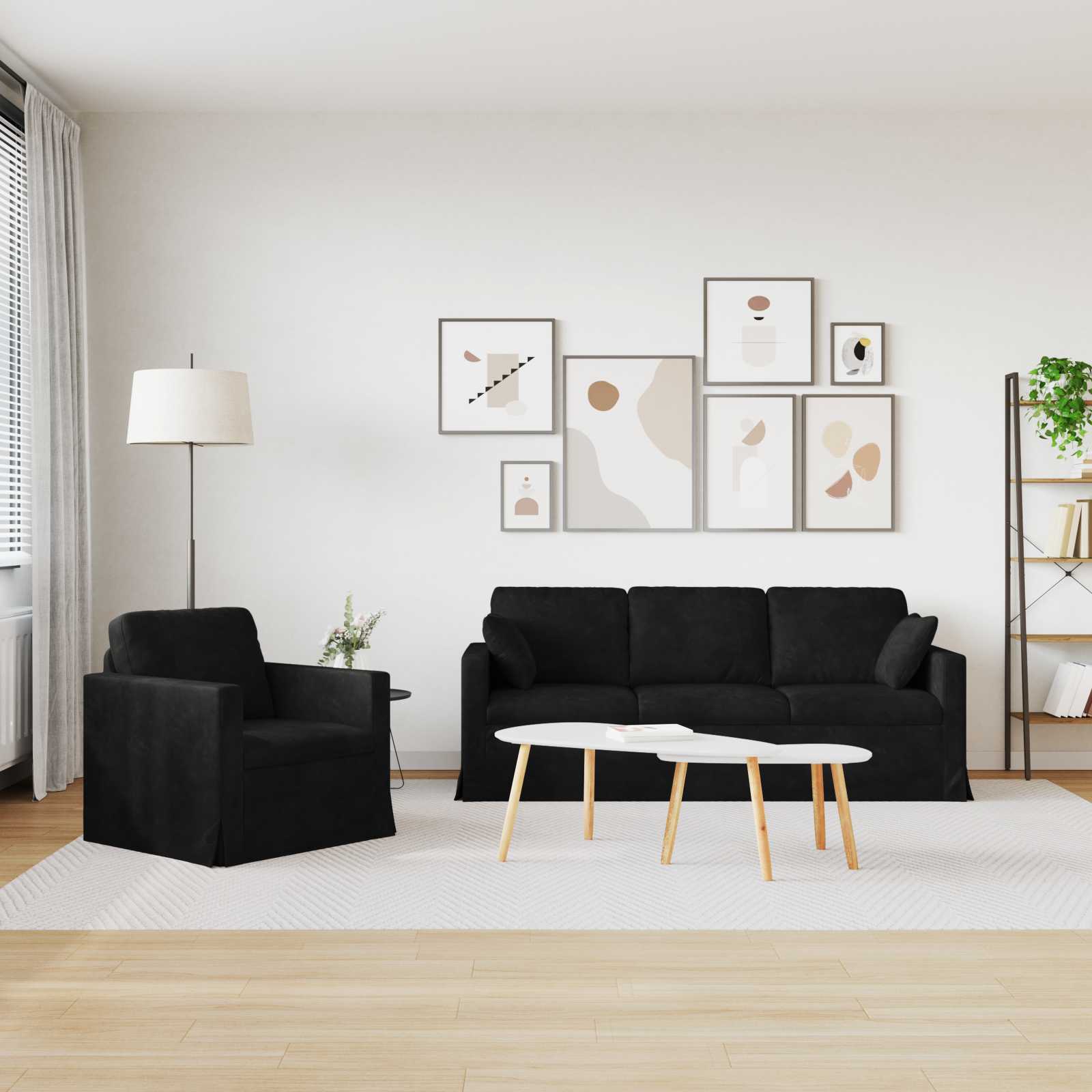 Bankstel 2 st Zwart Fluweel