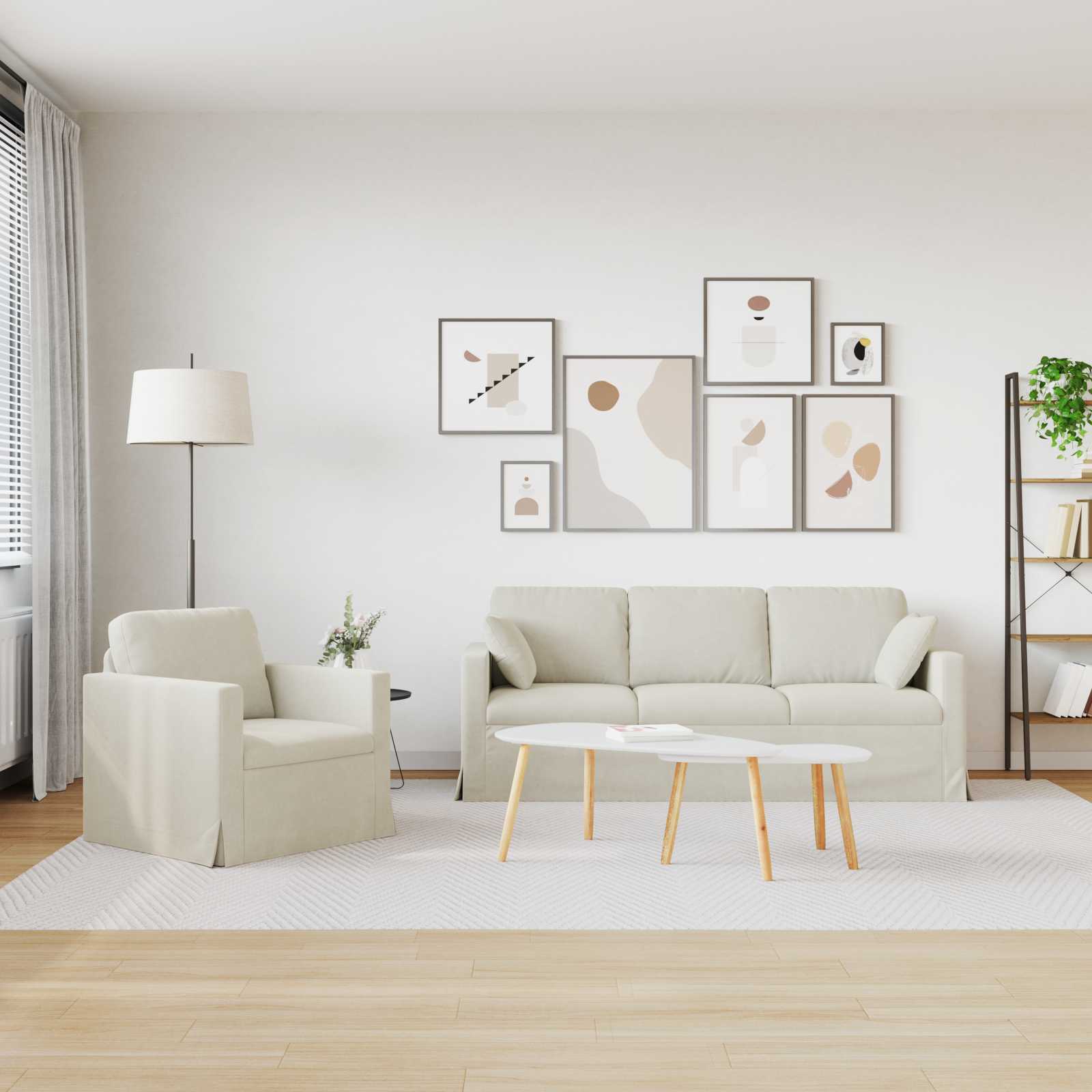 Bankstel 2 st Crème Fluweel