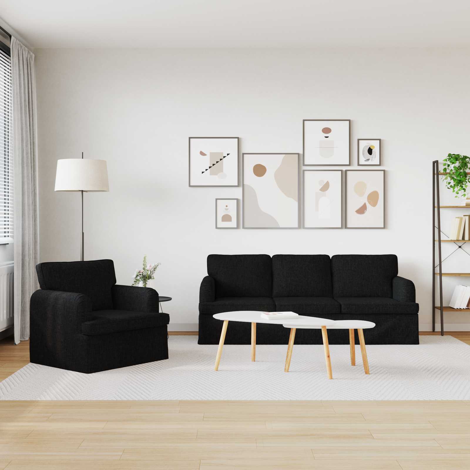 Bankstel 2 st Zwart Stof