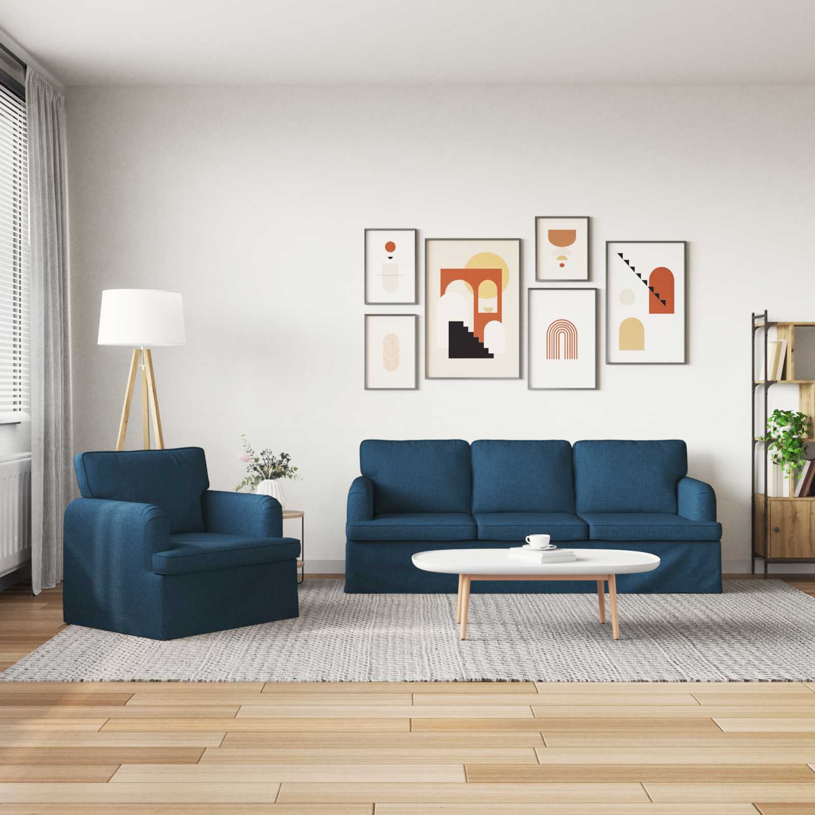 Bankstel 2 st Blauw Stof