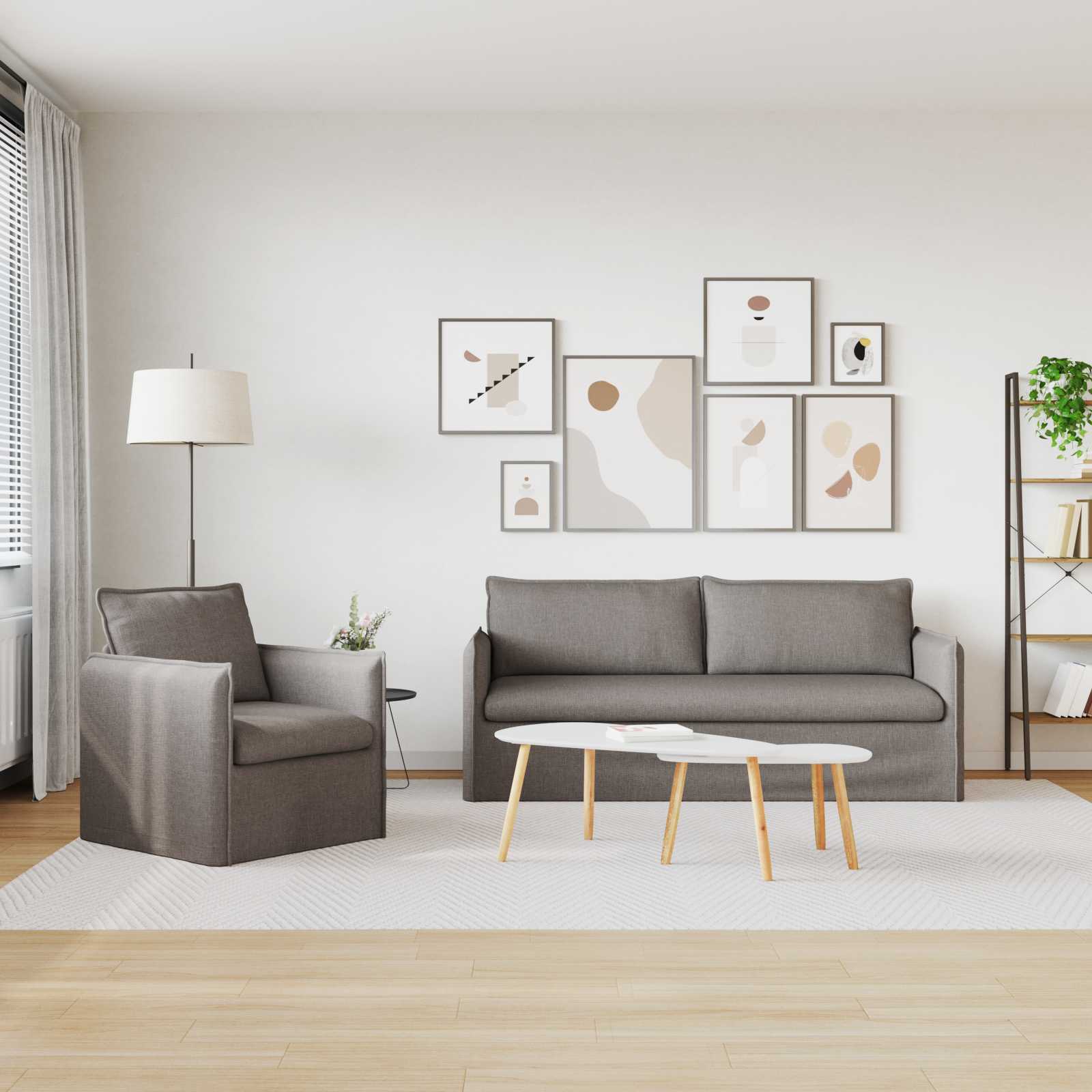 Bankstel 2 st Taupe Stof