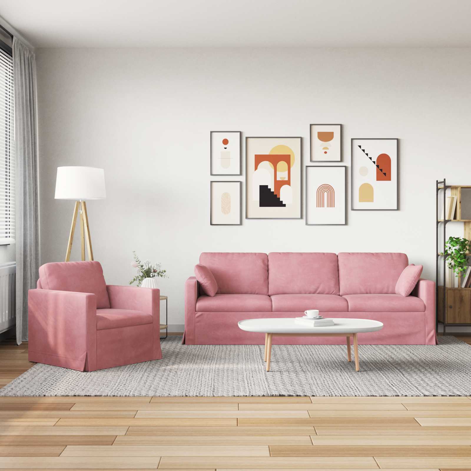 Bankstel 2 st Roze Fluweel