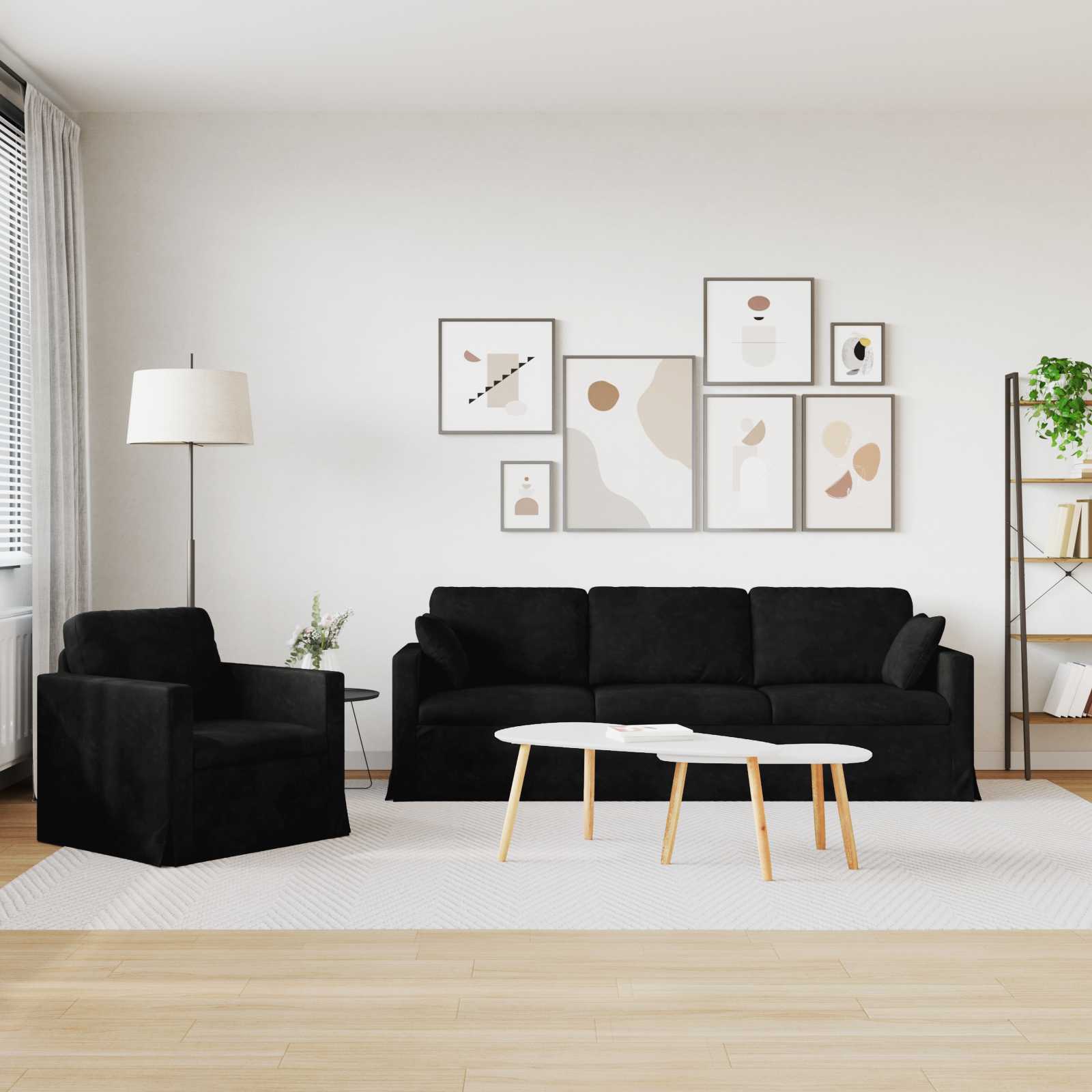 Bankstel 2 st Zwart Fluweel