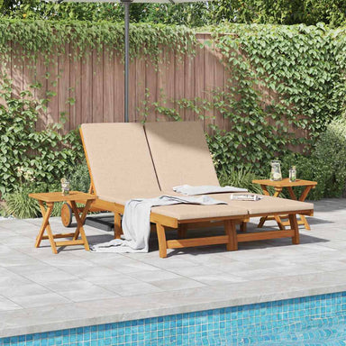 Ligstoel met kussen Beige Massief Acaciahout