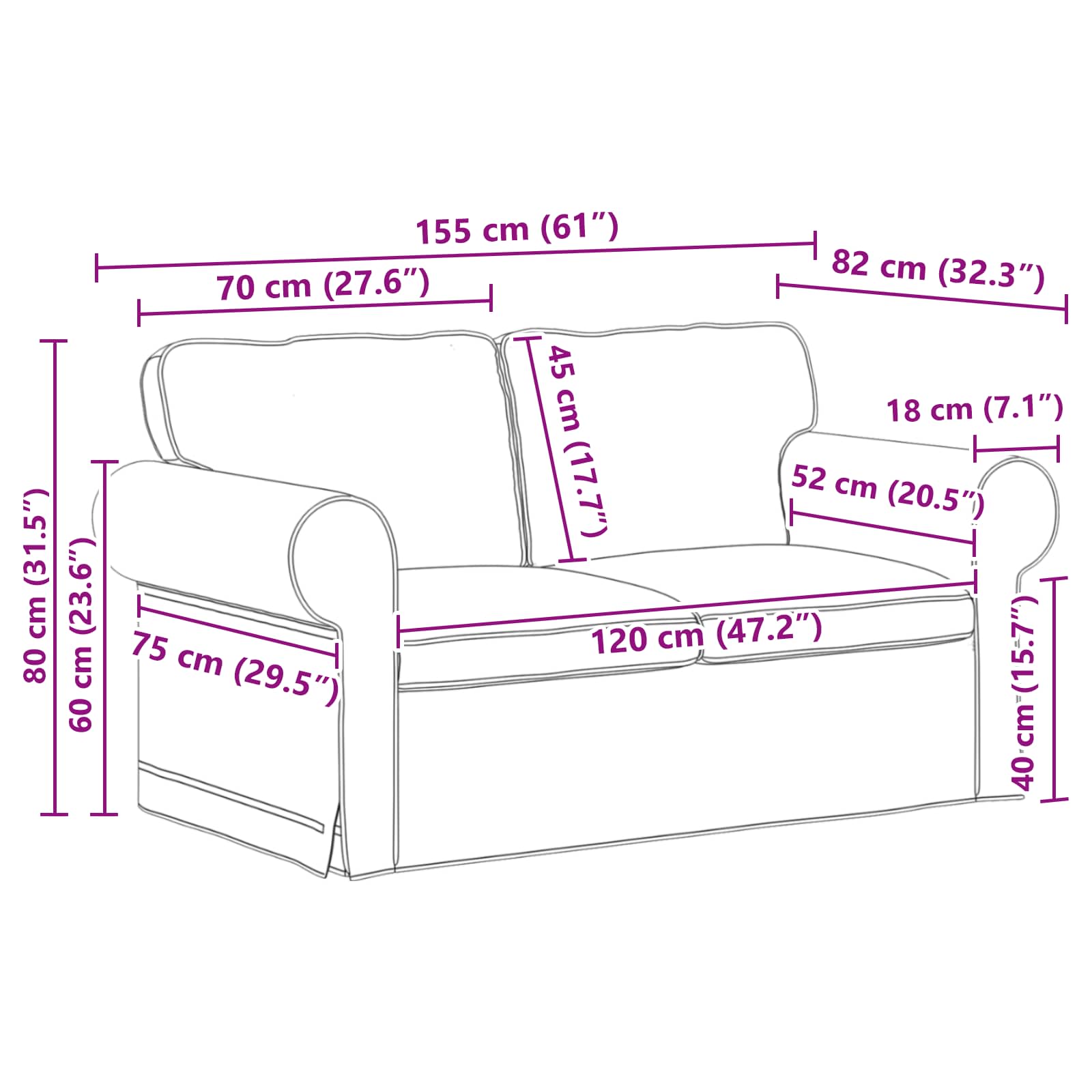 Bank Blauw 155 x 82 x 80 cm Stof