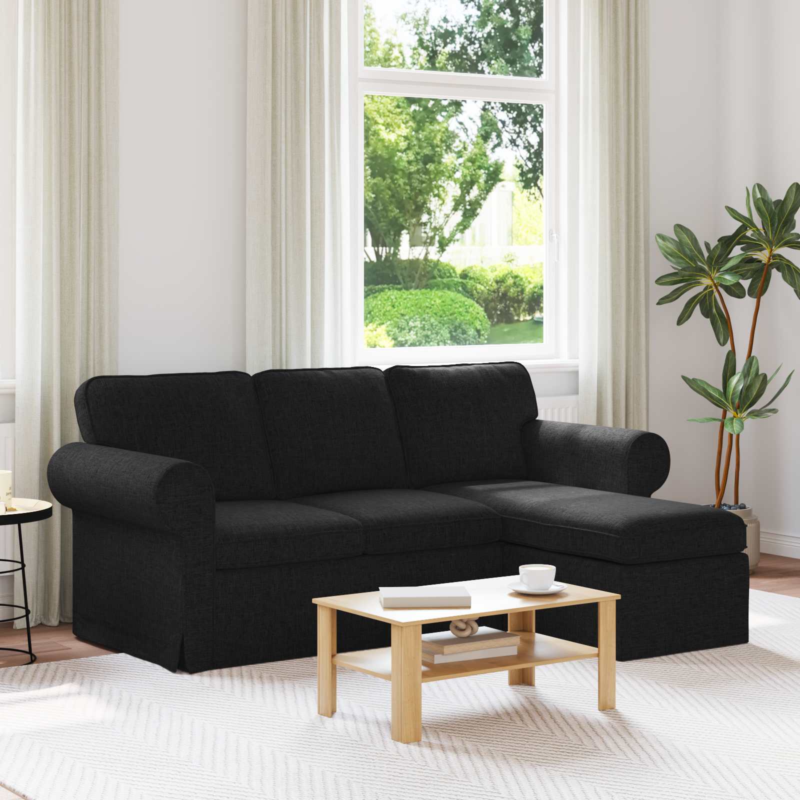 Bank Zwart 195 x 138 x 80 cm Stof