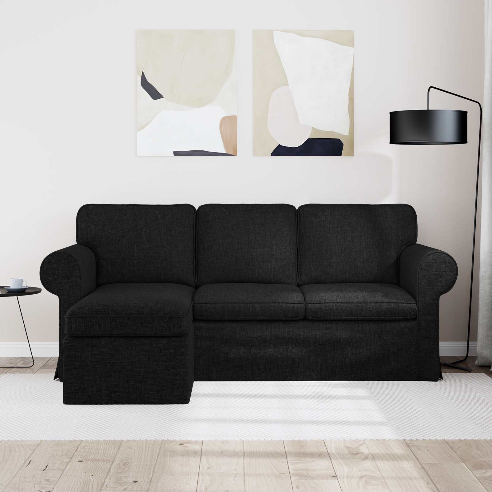 Bank Zwart 195 x 138 x 80 cm Stof