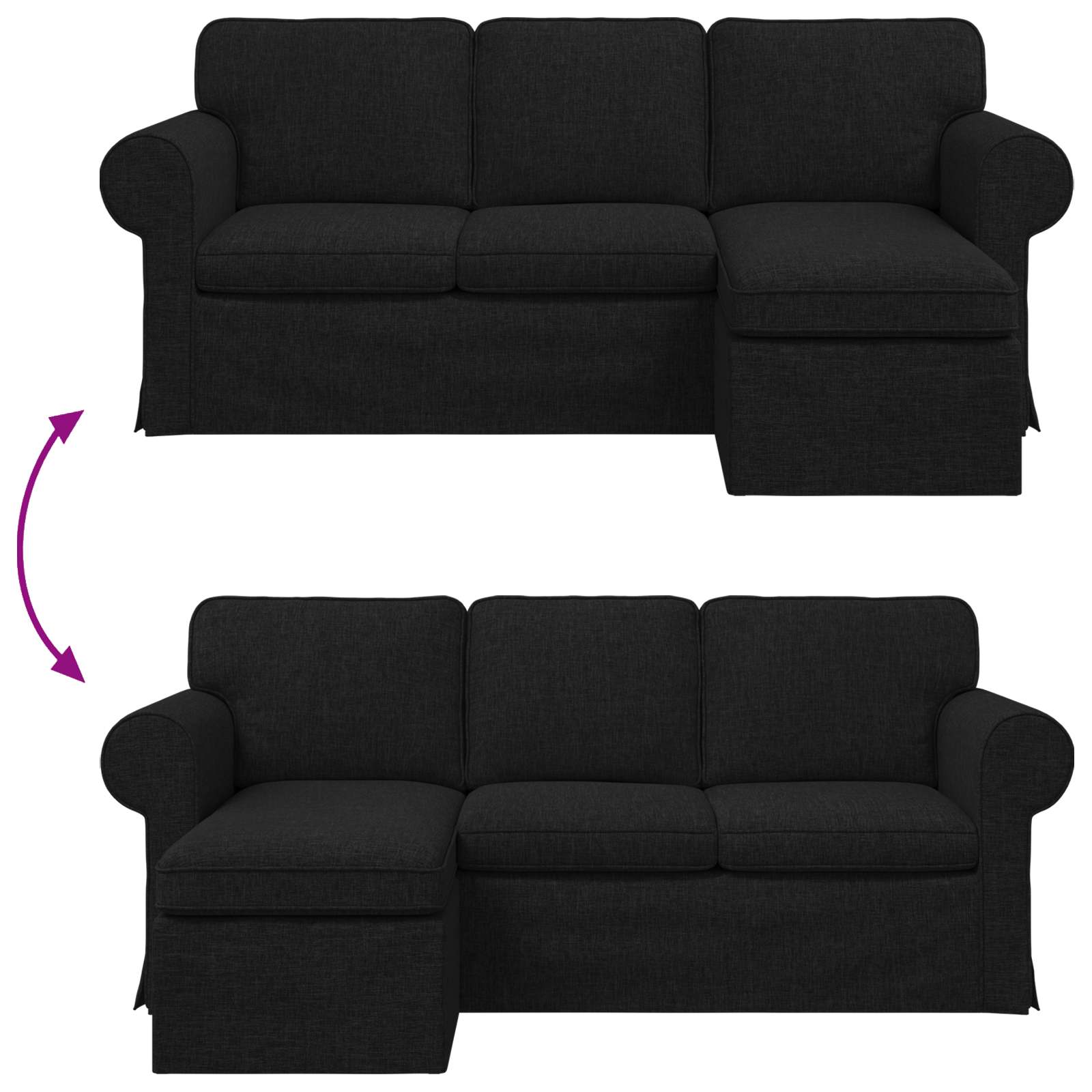 Bank Zwart 195 x 138 x 80 cm Stof