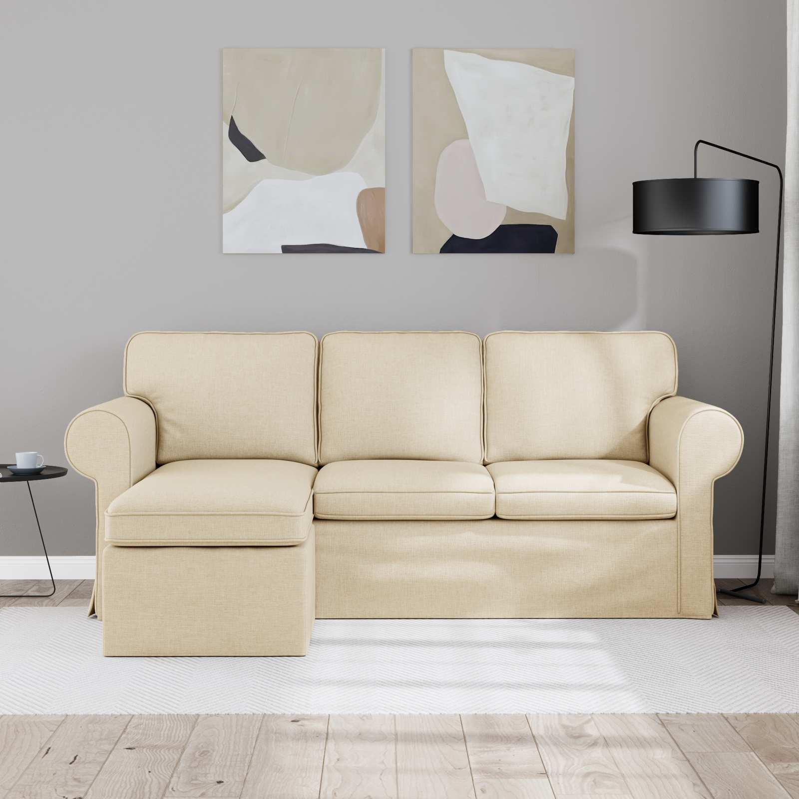 Bank Crème 195 x 138 x 80 cm Stof
