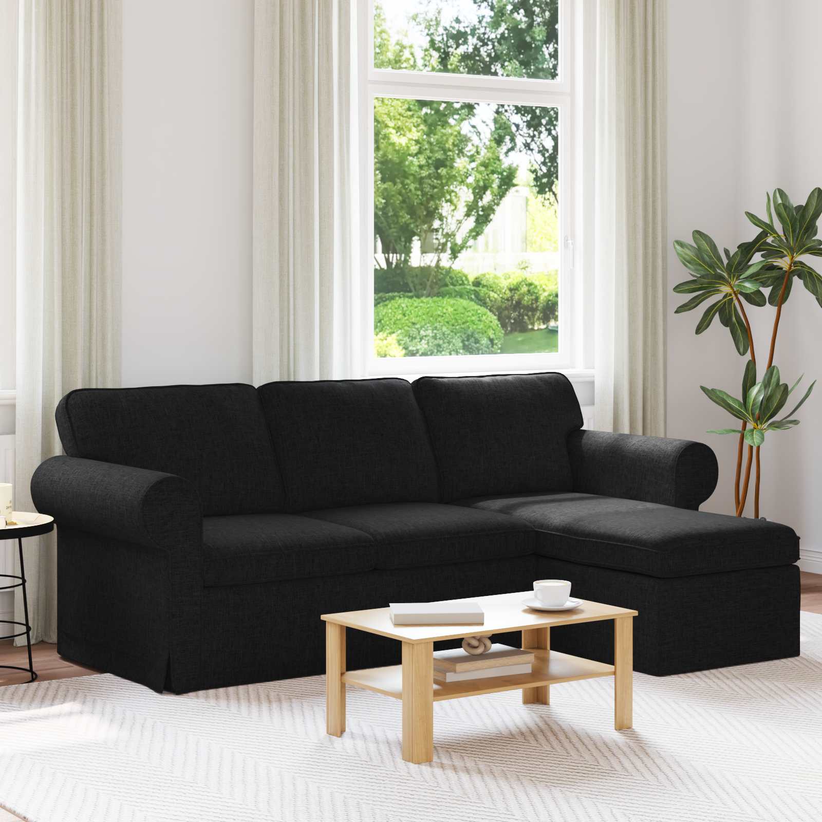 Bank Zwart 215 x 138 x 80 cm Stof
