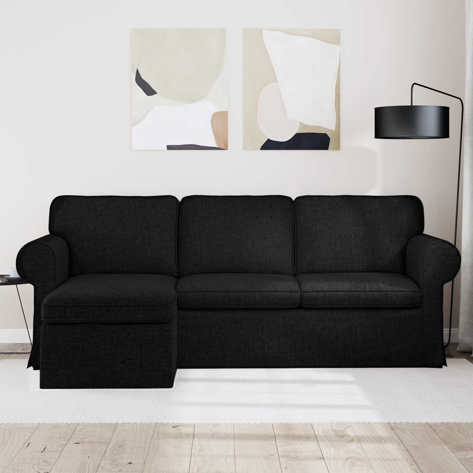Bank Zwart 215 x 138 x 80 cm Stof
