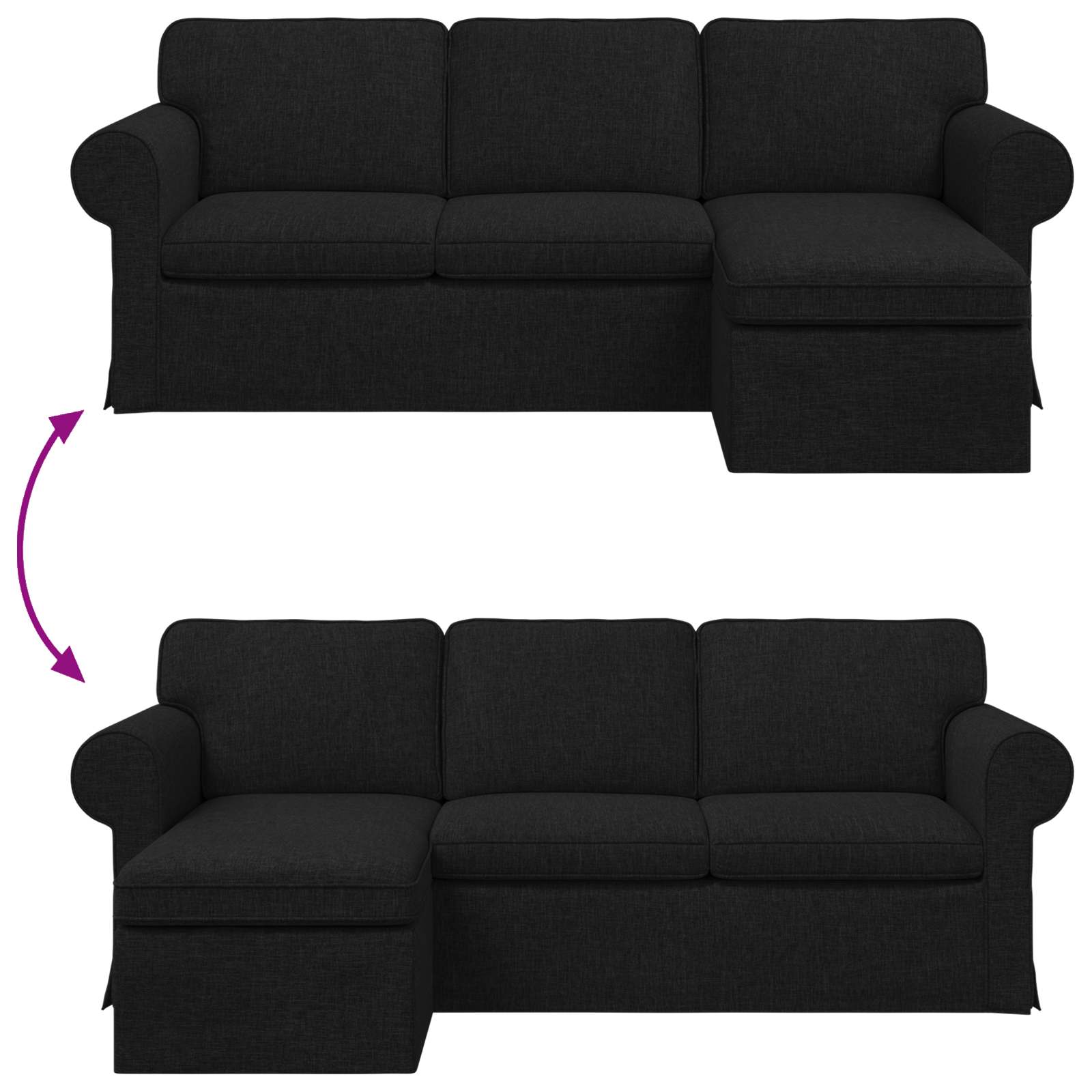 Bank Zwart 215 x 138 x 80 cm Stof