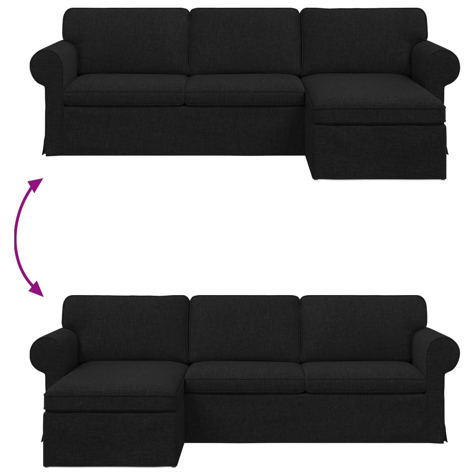 Bank Zwart 245 x 138 x 80 cm Stof