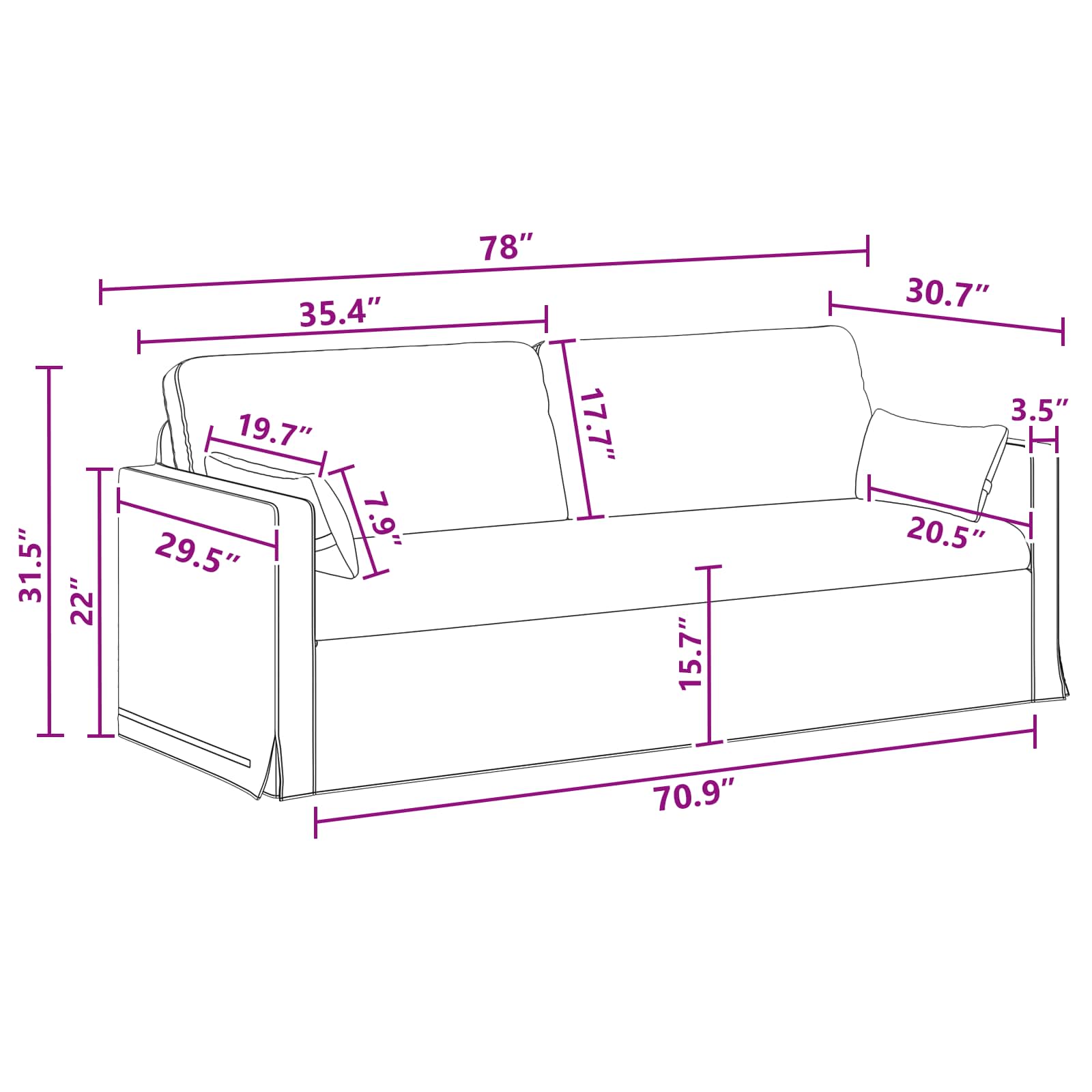 Bank Donkergrijs 158 x 78 x 80 cm Stof