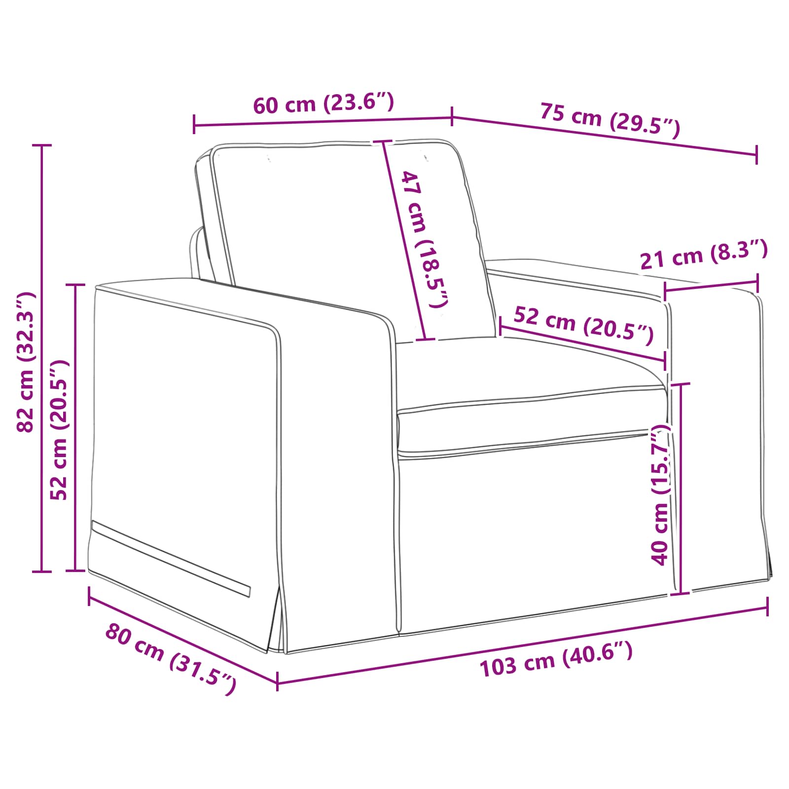 Bank Blauw 103 x 80 x 82 cm Stof
