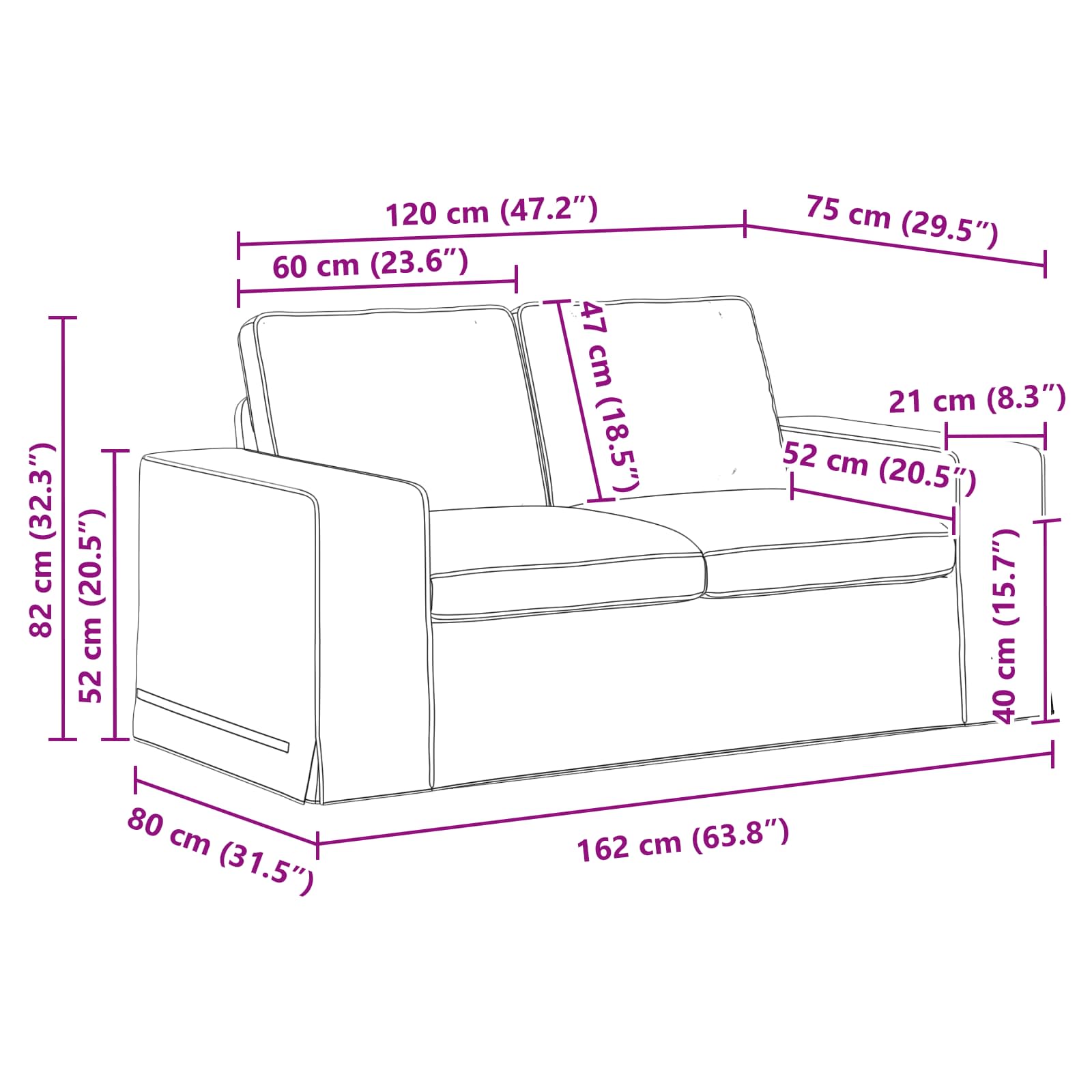 Bank Blauw 162 x 80 x 82 cm Stof