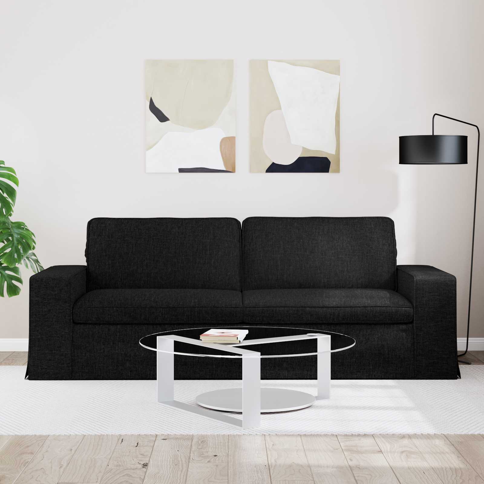 Bank Zwart 222 x 80 x 82 cm Stof
