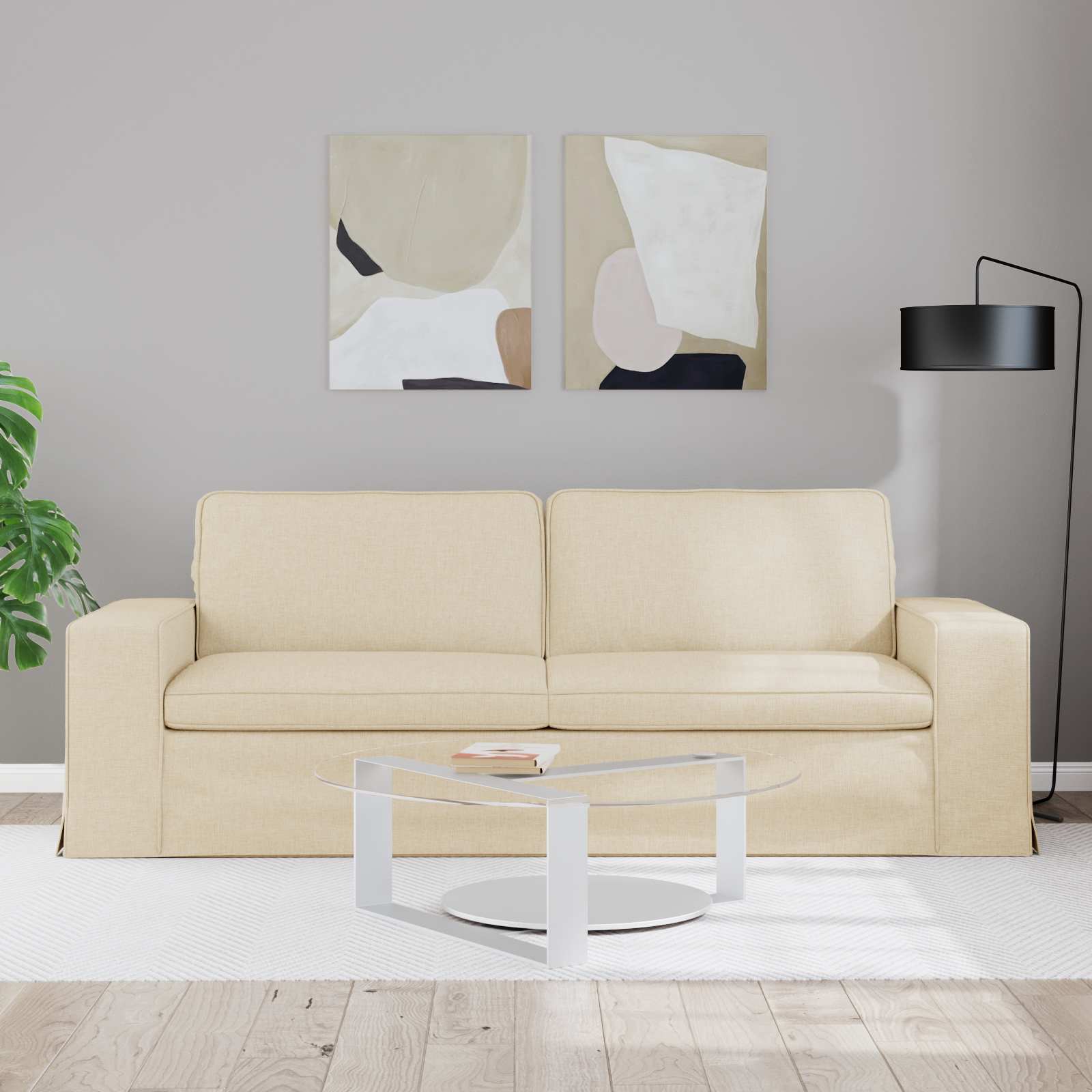 Bank Crème 222 x 80 x 82 cm Stof
