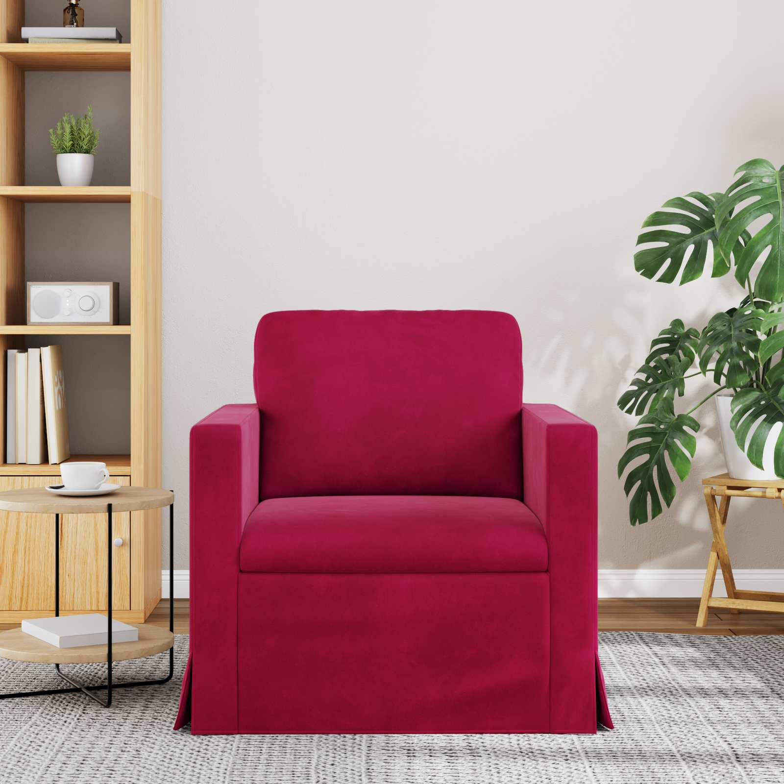Bank Wijnrood 78 x 78 x 80 cm Fluweel