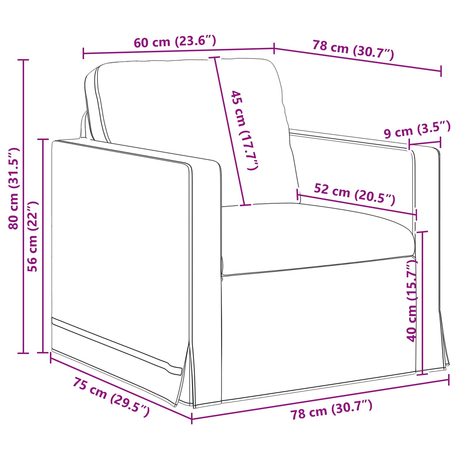 Bank Blauw 78 x 78 x 80 cm Fluweel
